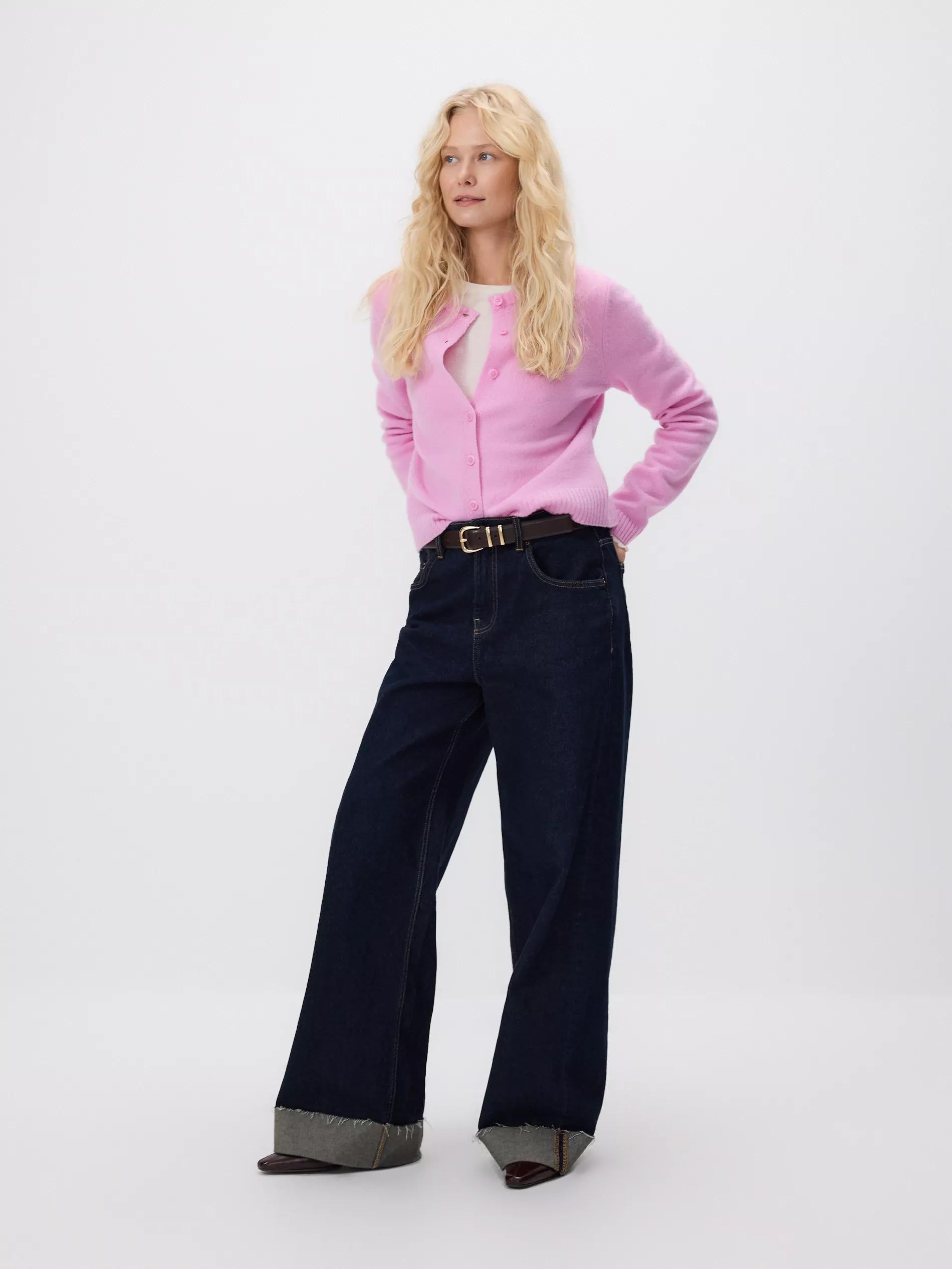 Pink Wool Cardigan, Pink, medium