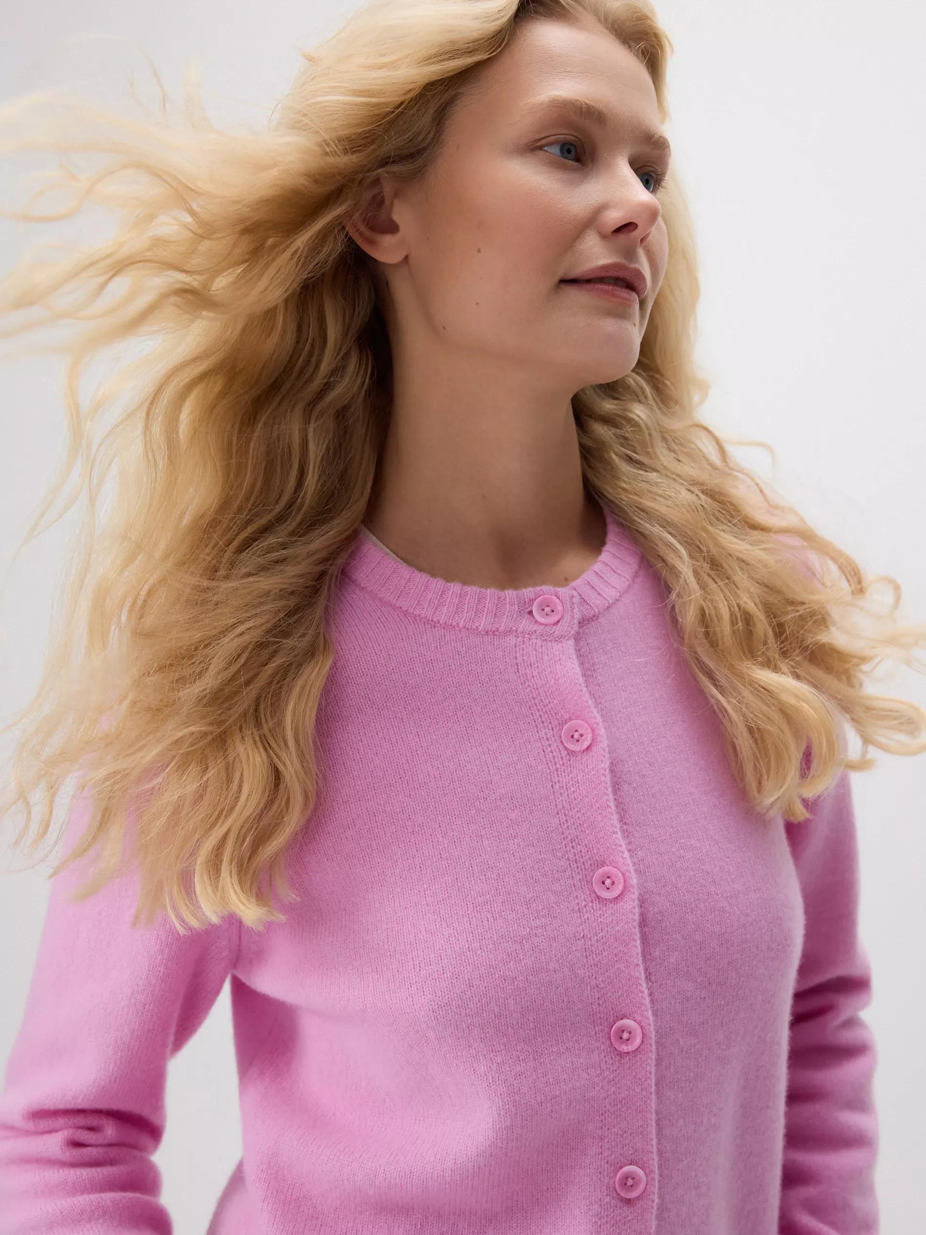 Pink Wool Cardigan, Pink, medium