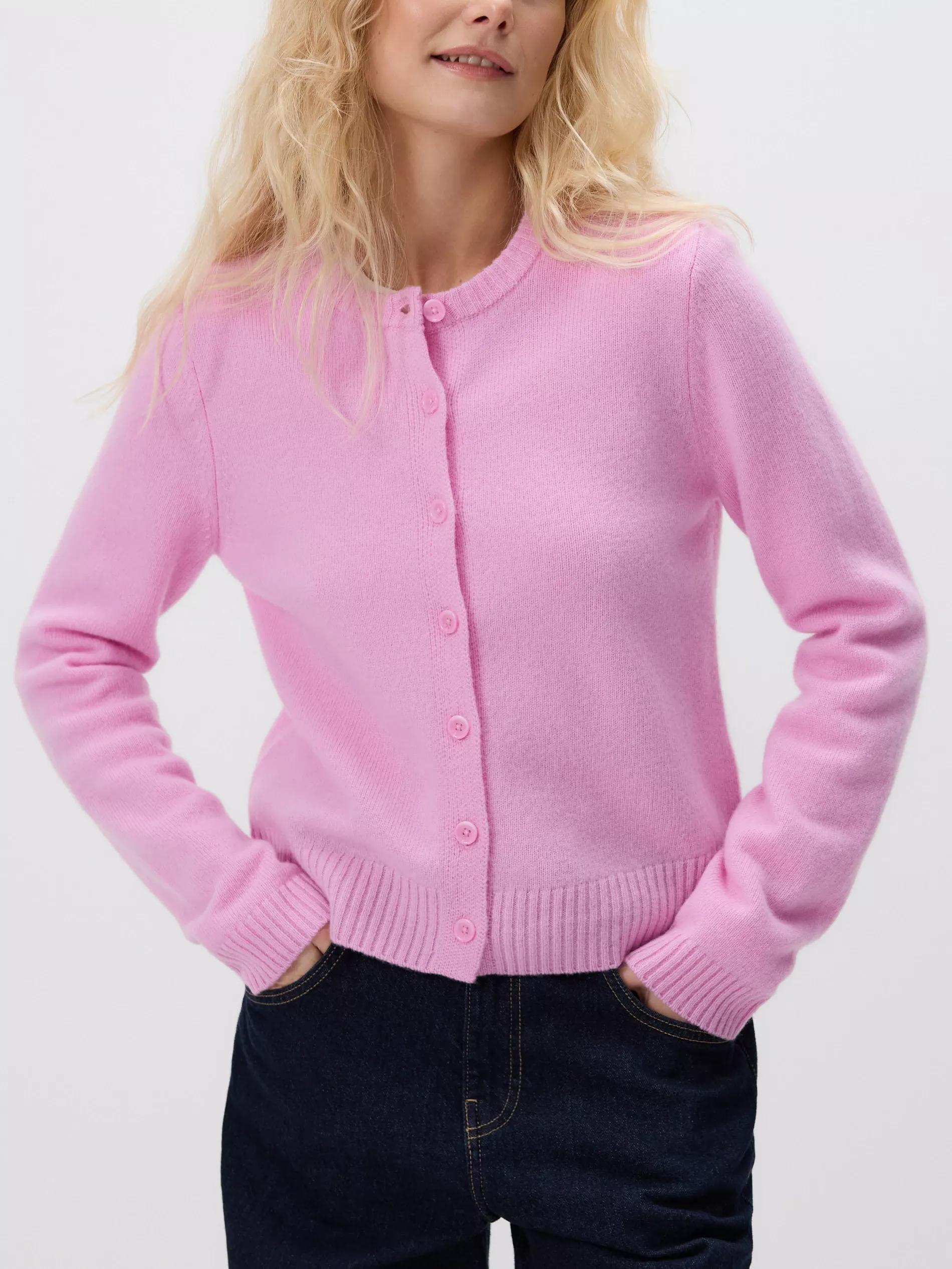Pink Wool Cardigan, Pink, medium