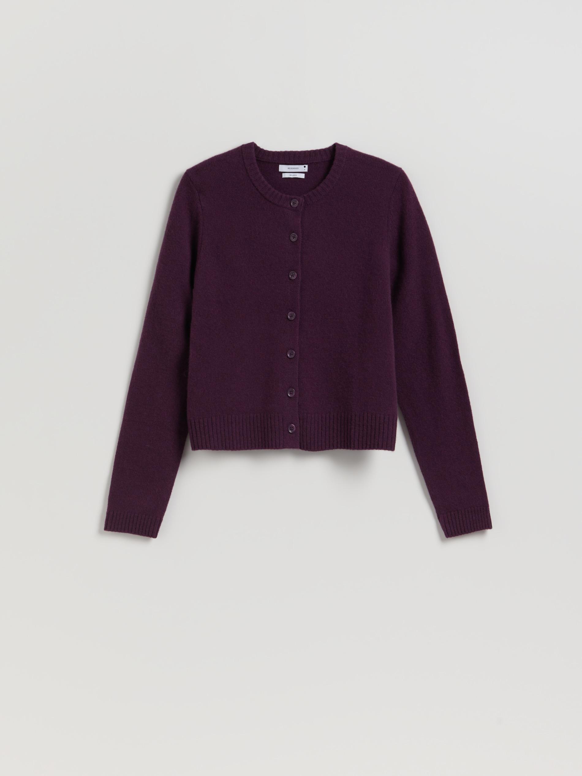 Purple Wool Cardigan, Purple, medium