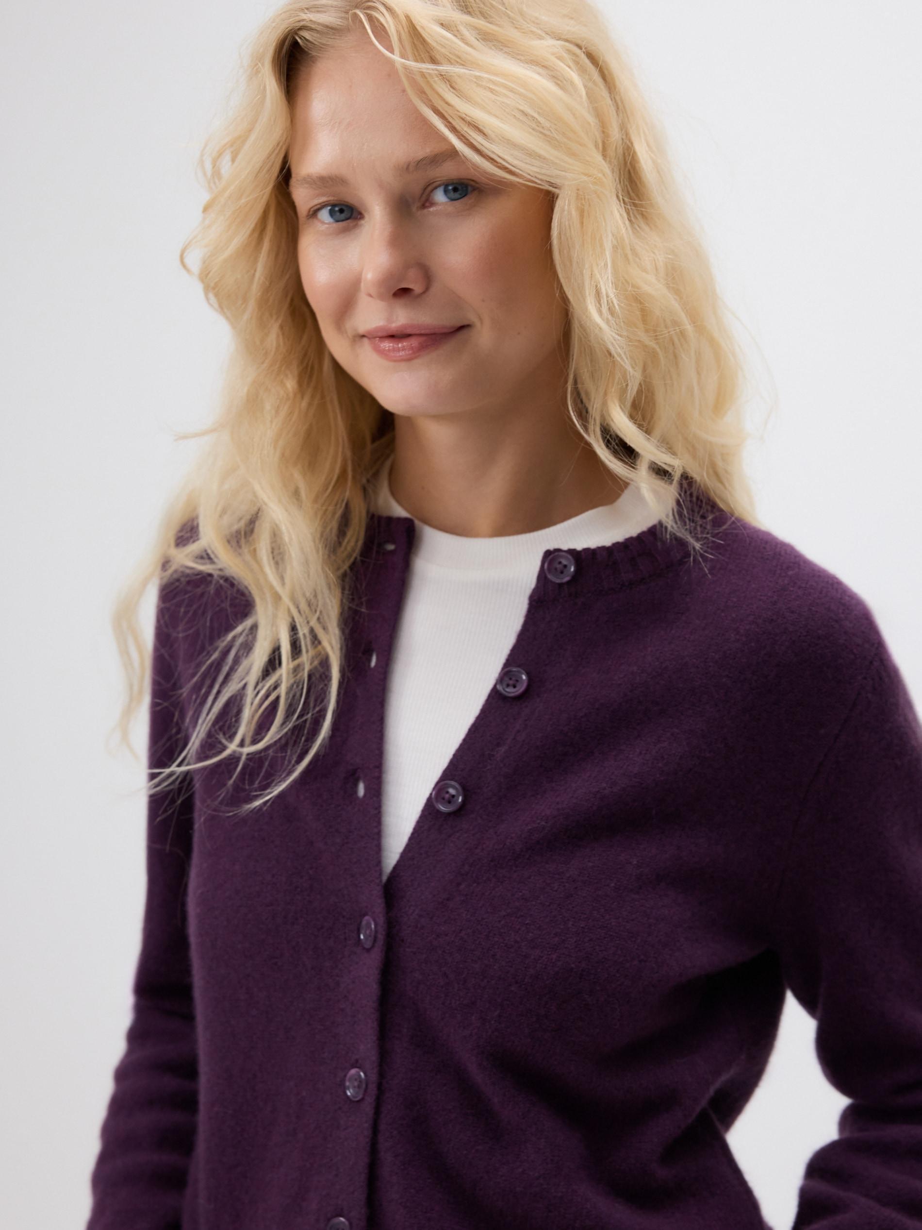 Purple Wool Cardigan, Purple, medium