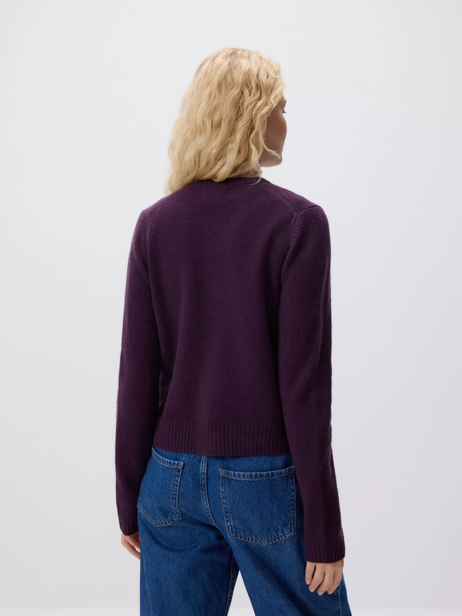 Purple Wool Cardigan, Purple, medium