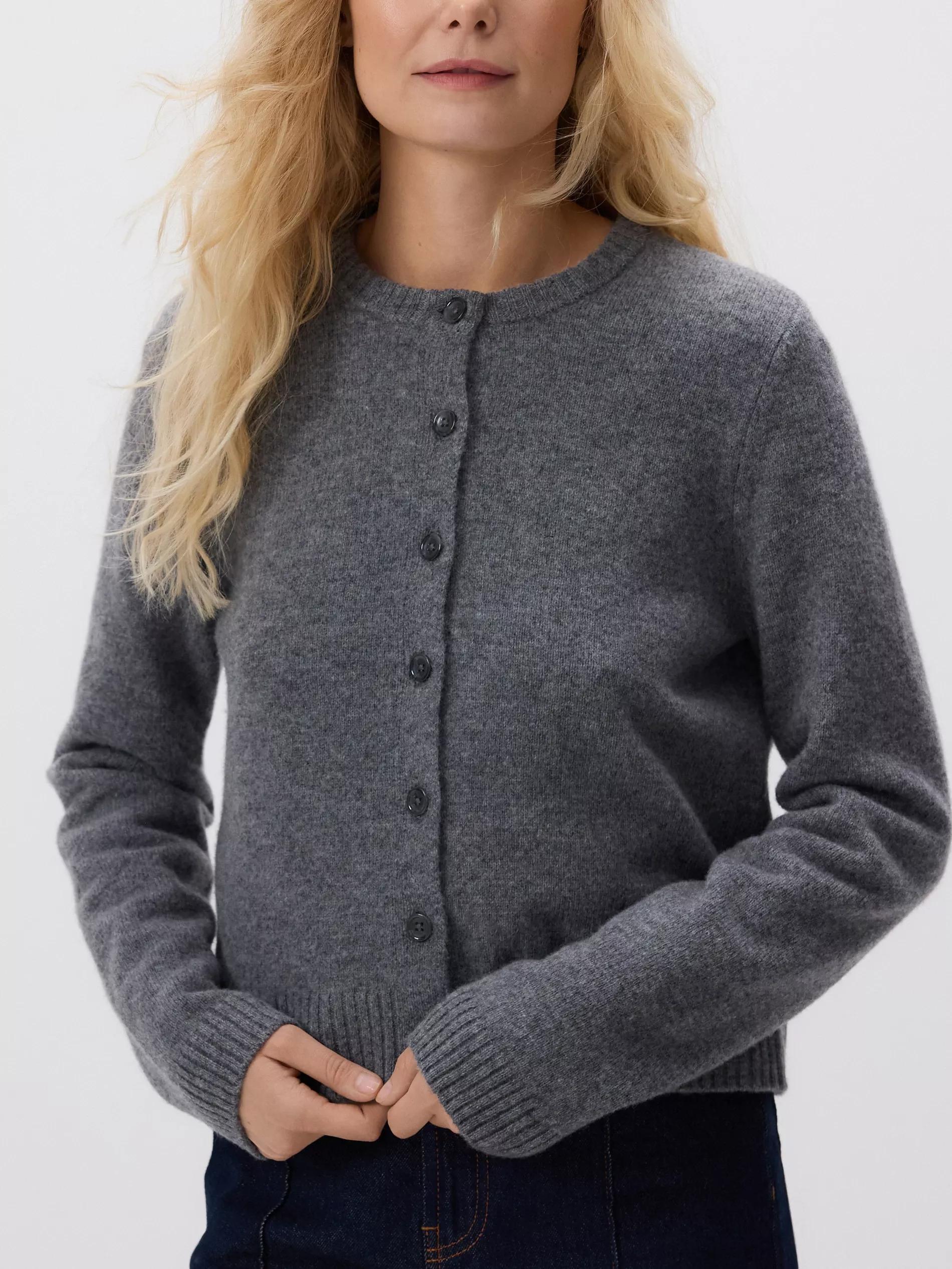 Grey Wool Cardigan, Grey, large image number 2