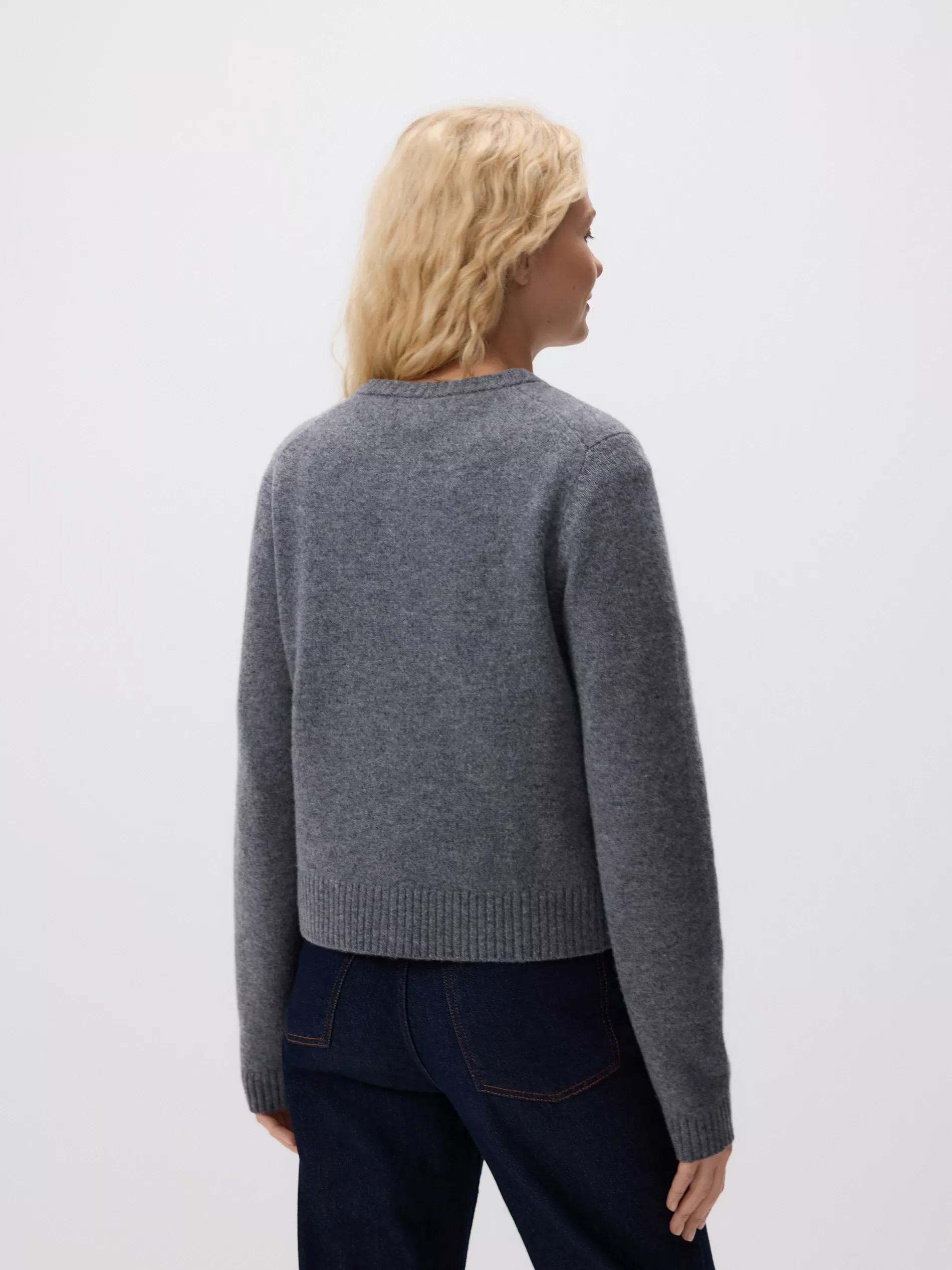 Grey Wool Cardigan, Grey, large image number 3