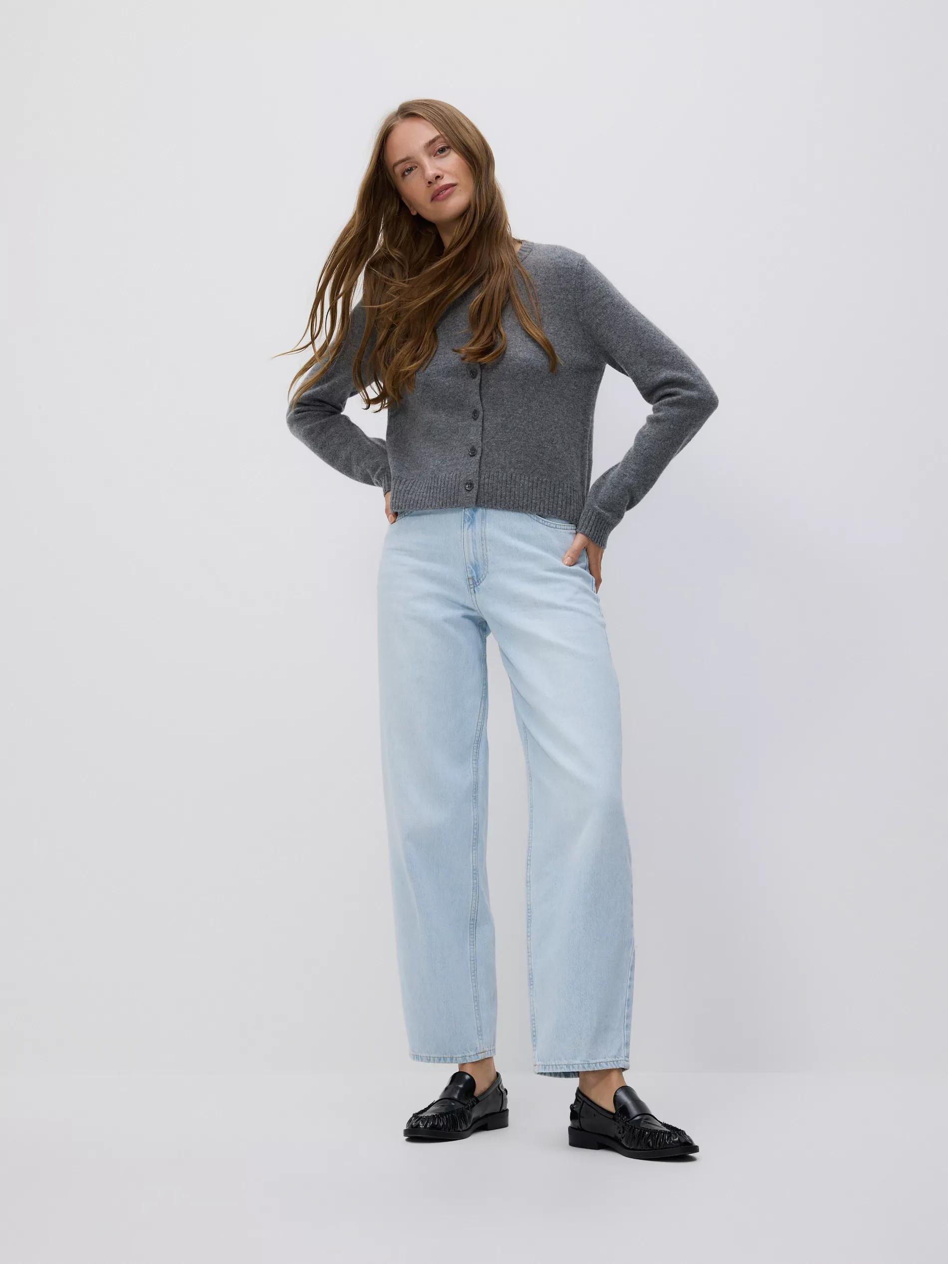 Grey Wool Cardigan, Grey, large image number 3