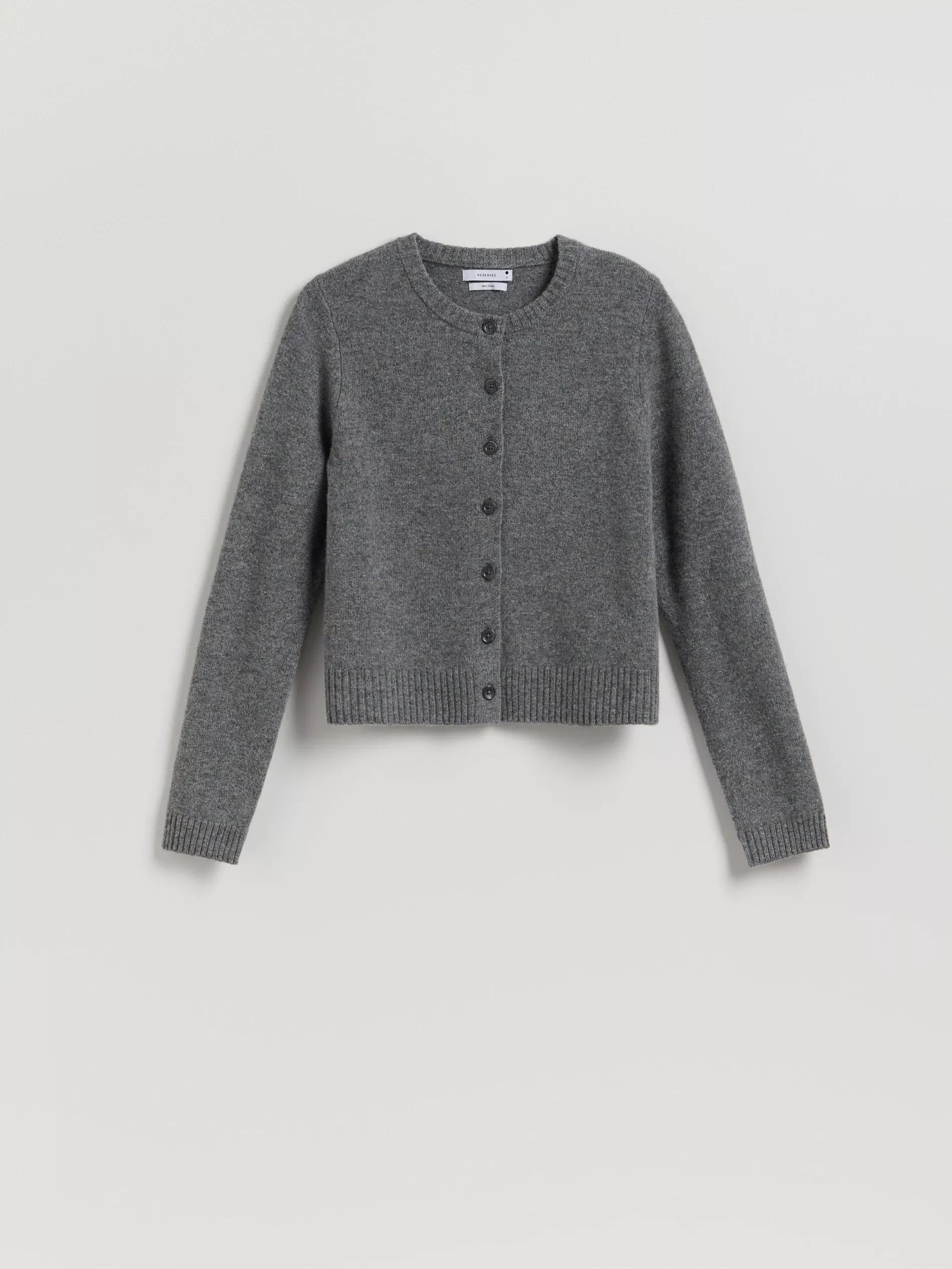 Grey Wool Cardigan, Grey, large image number 4