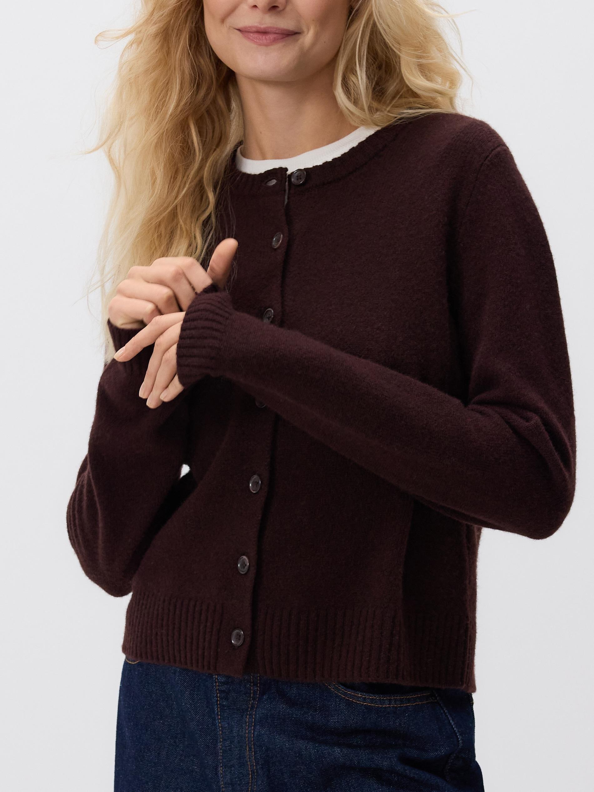 Brown Wool Cardigan, Brown, medium