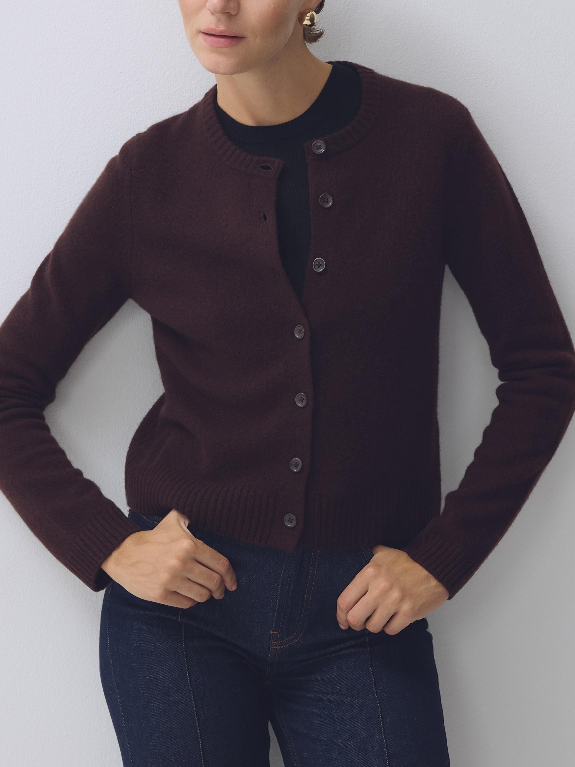 Brown Wool Cardigan, Brown, medium