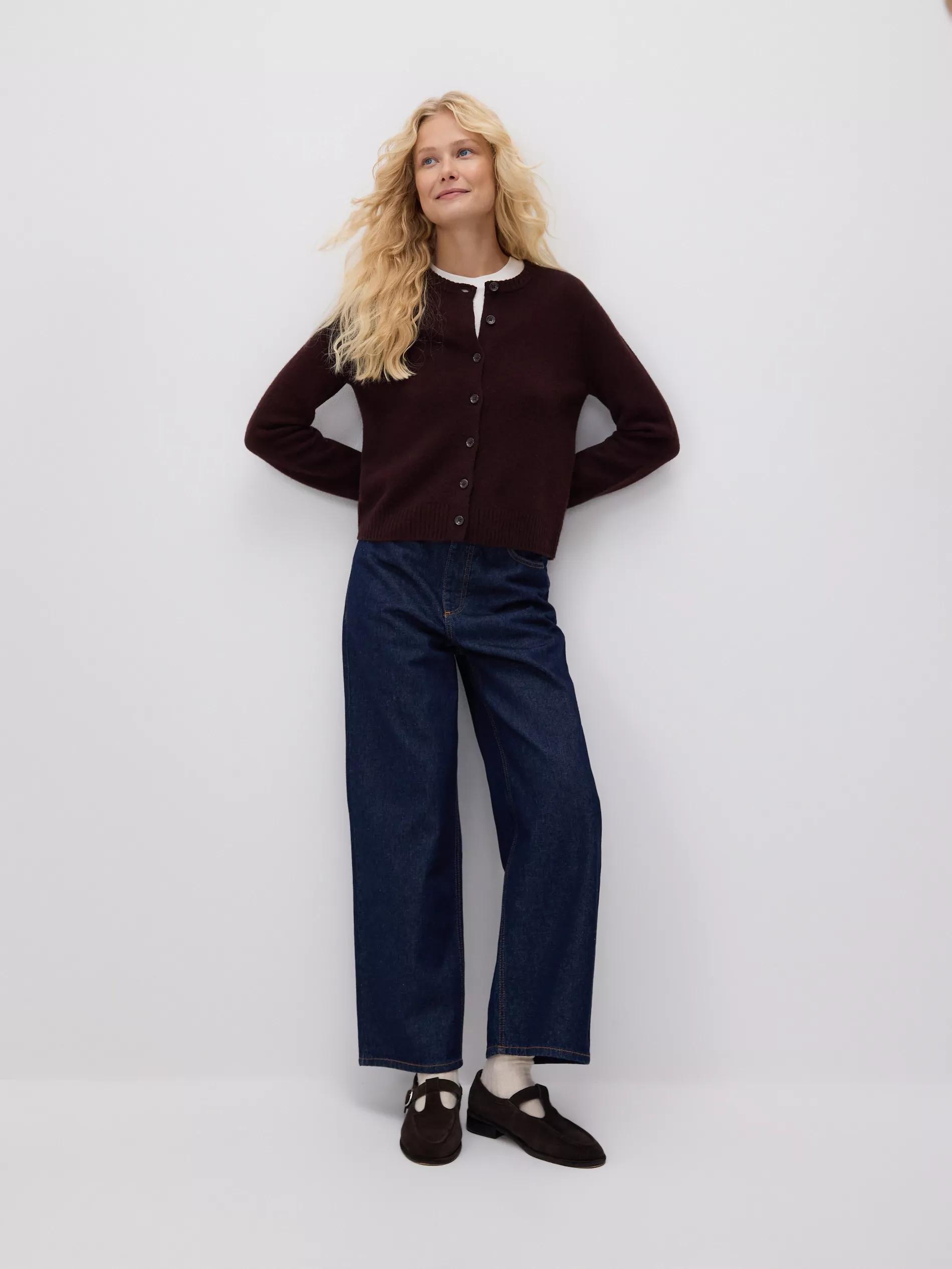 Brown Wool Cardigan, Brown, medium