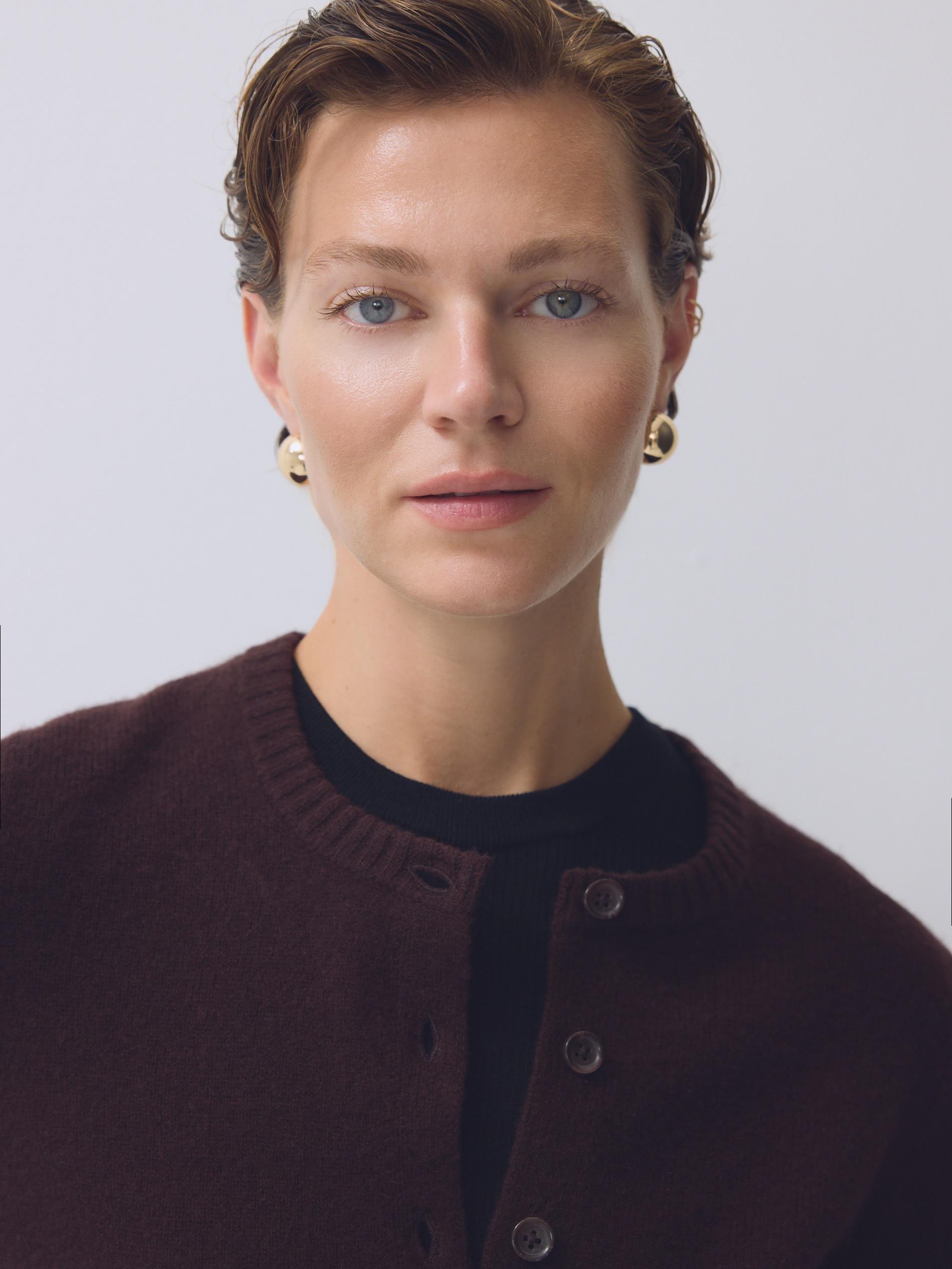 Brown Wool Cardigan, Brown, large image number 1