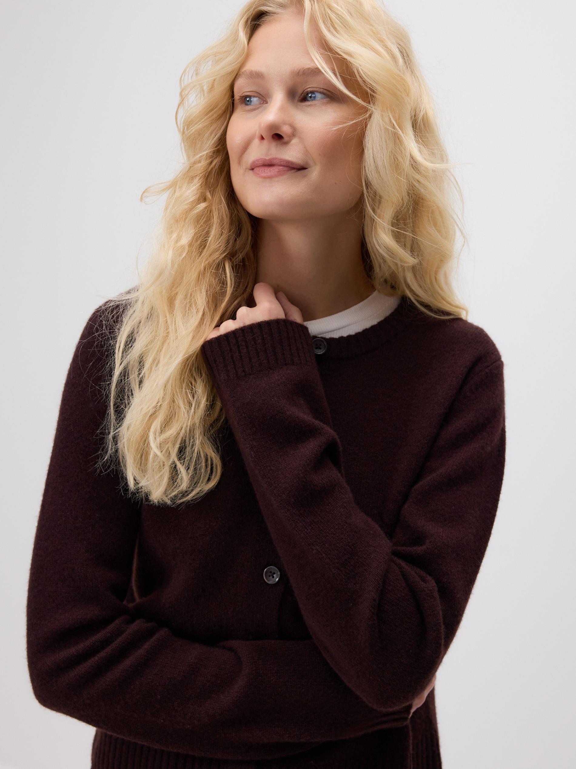 Brown Wool Cardigan, Brown, medium