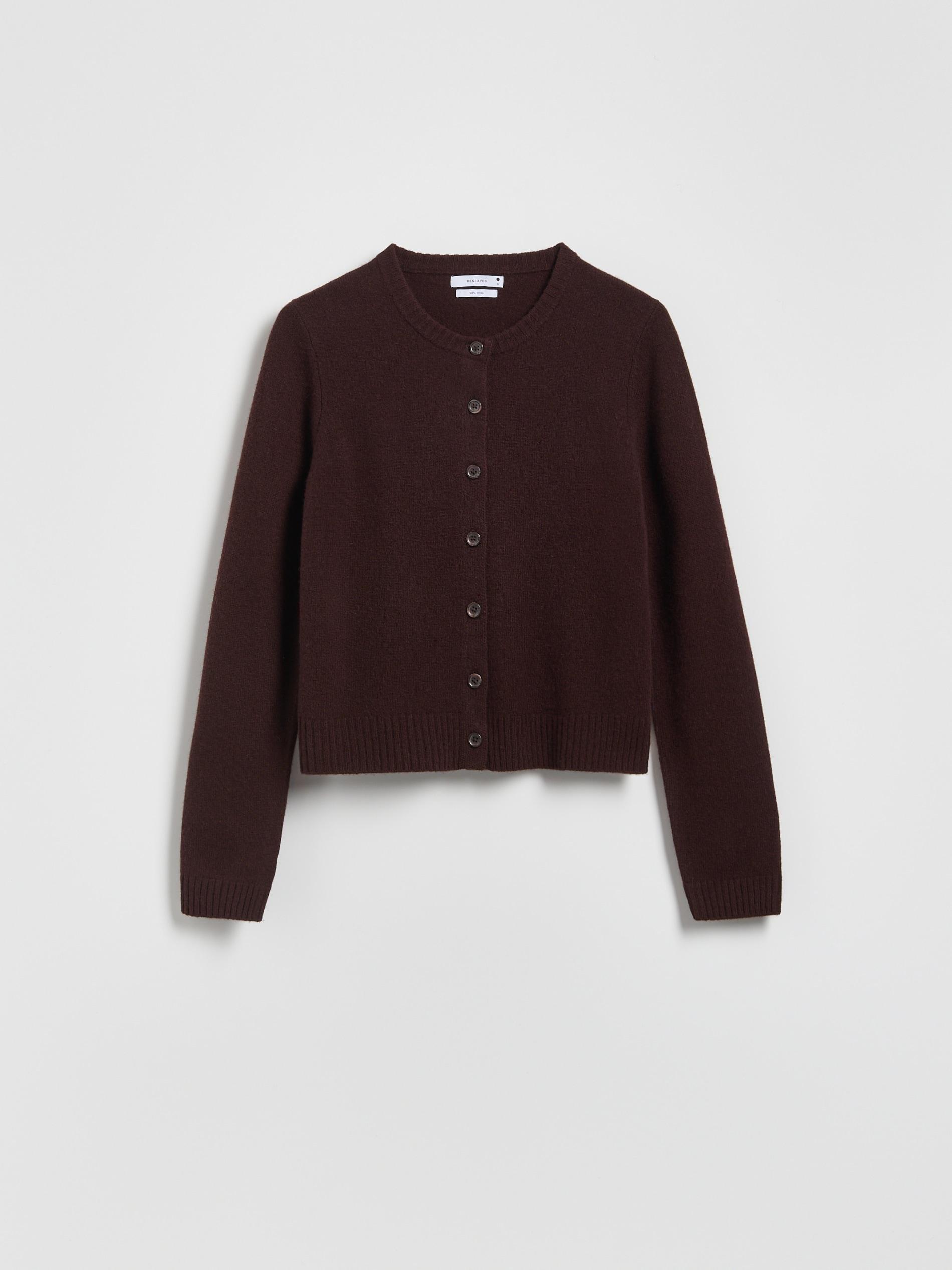 Brown Wool Cardigan, Brown, large image number 4