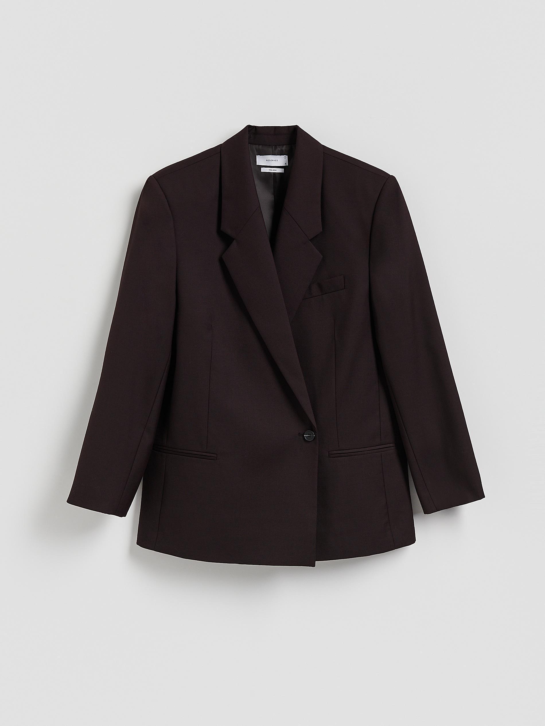 Maroon Wool Blend Blazer, Burgundy, medium