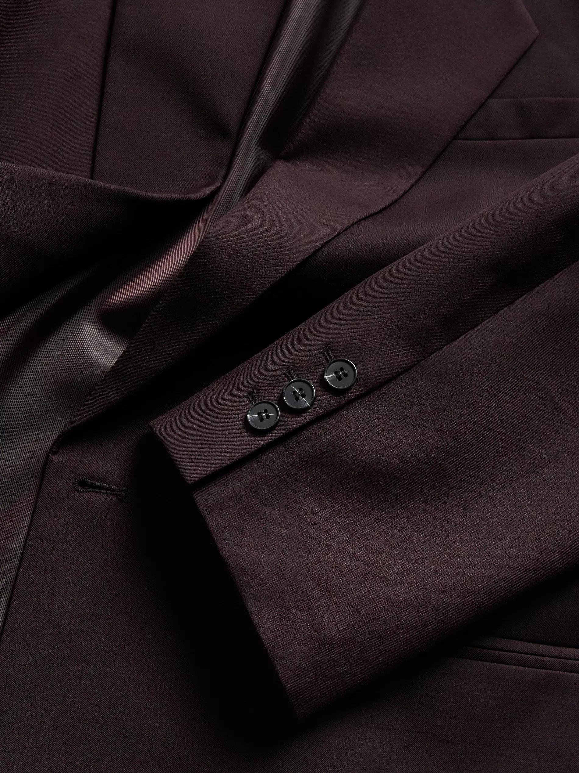 Maroon Wool Blend Blazer, Burgundy, medium