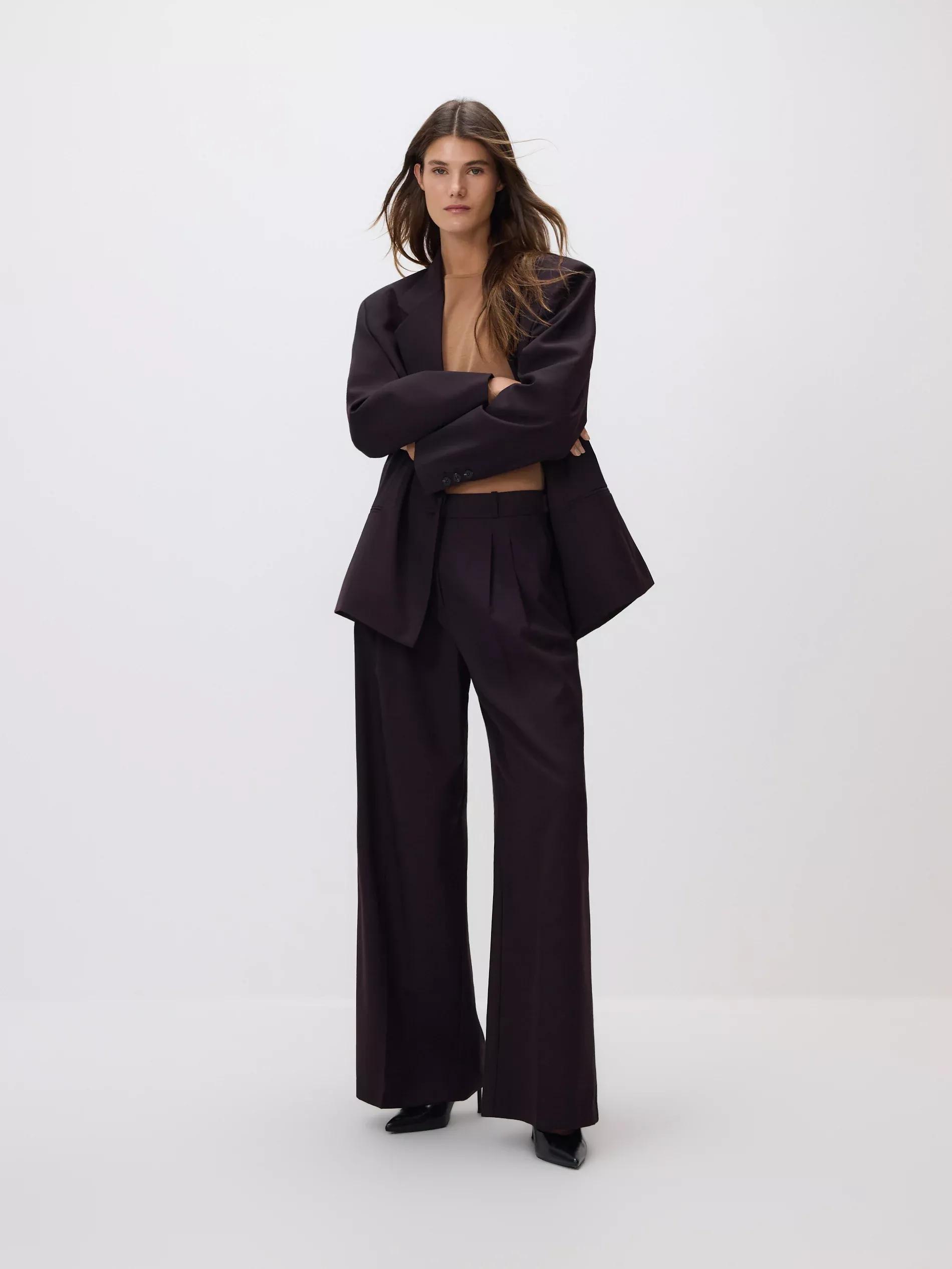 Maroon Wool Blend Blazer, Burgundy, large image number 2