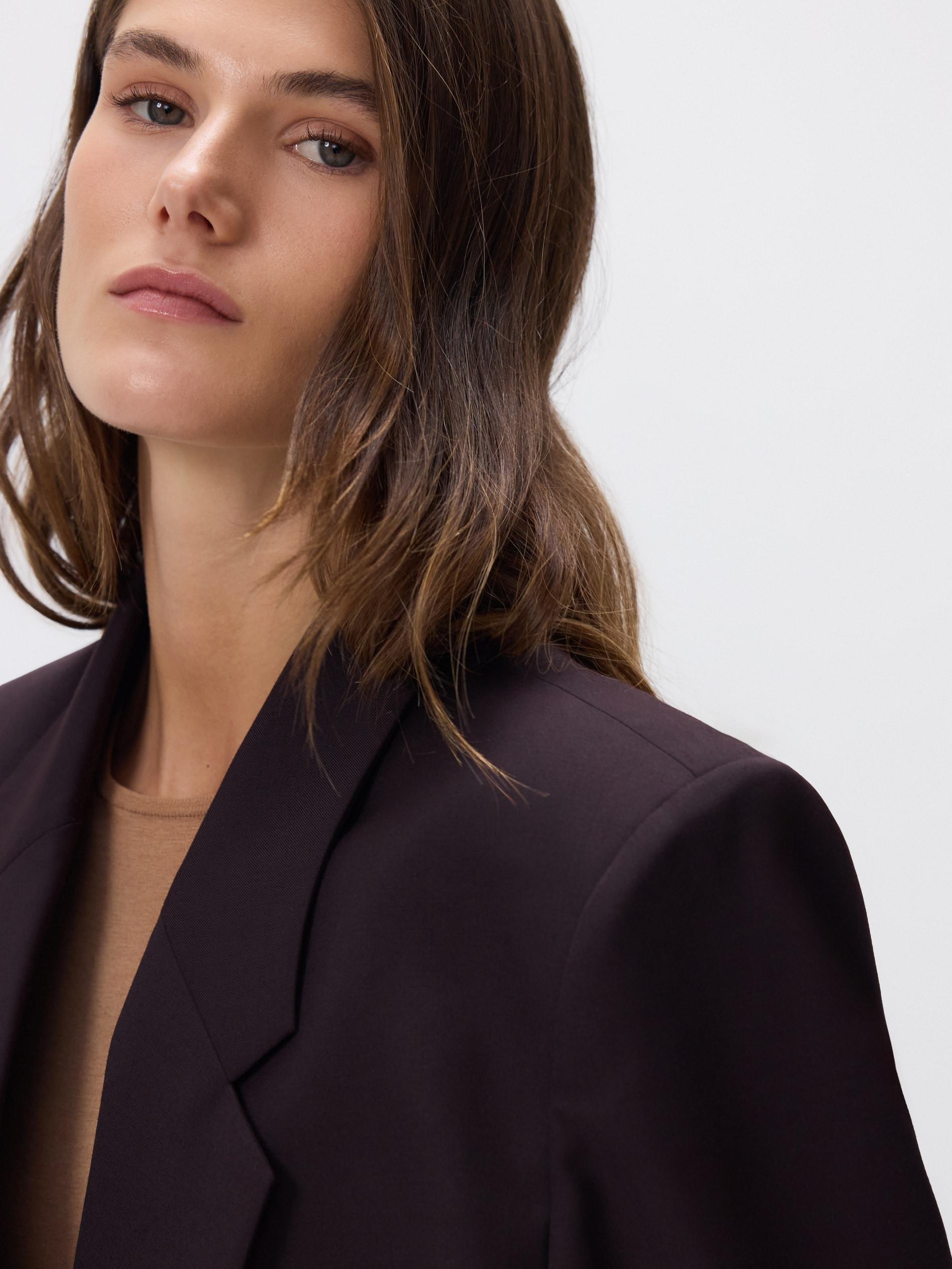 Maroon Wool Blend Blazer, Burgundy, large image number 3