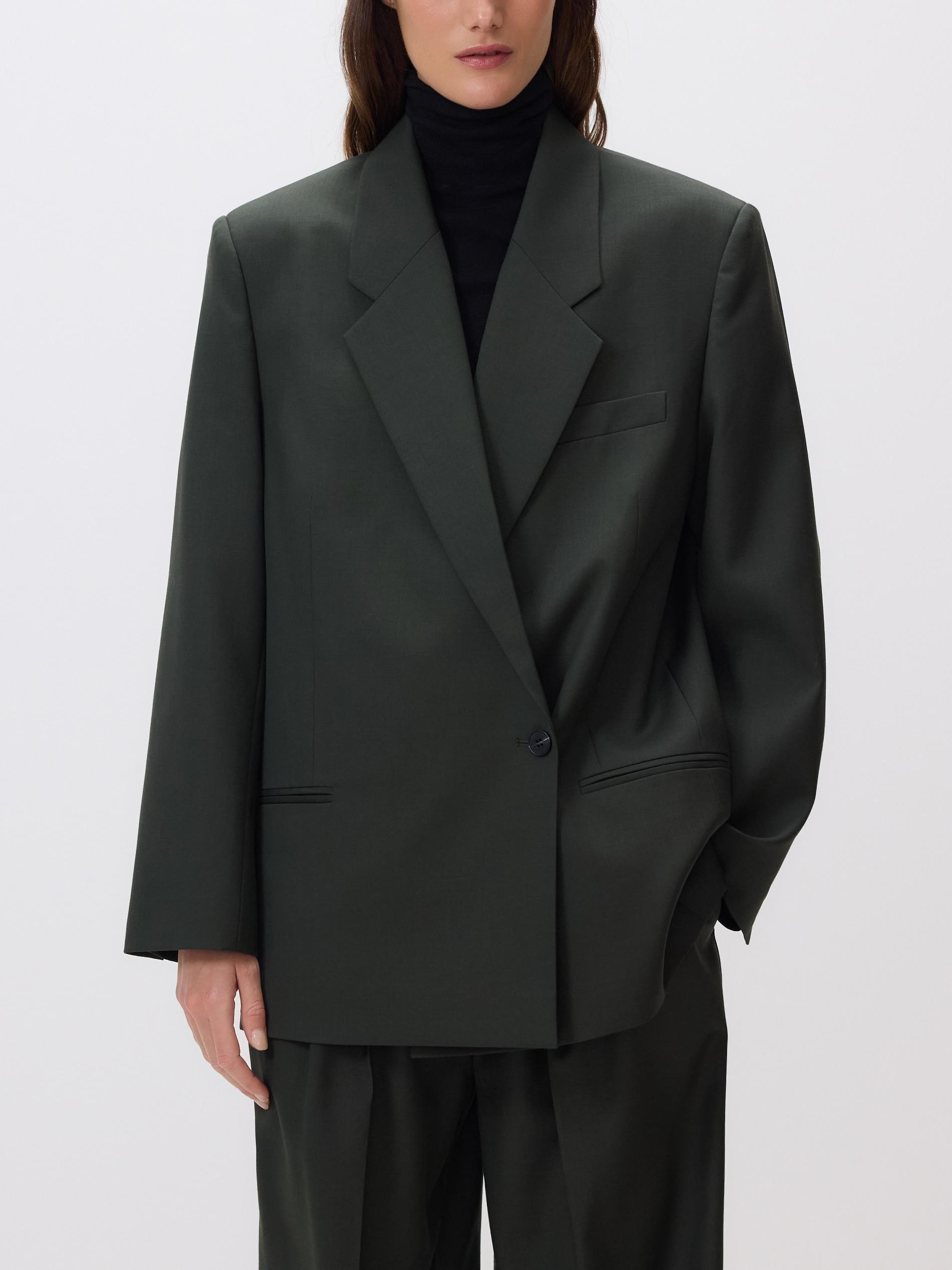 Green Wool Blend Blazer, Green, large image number 3