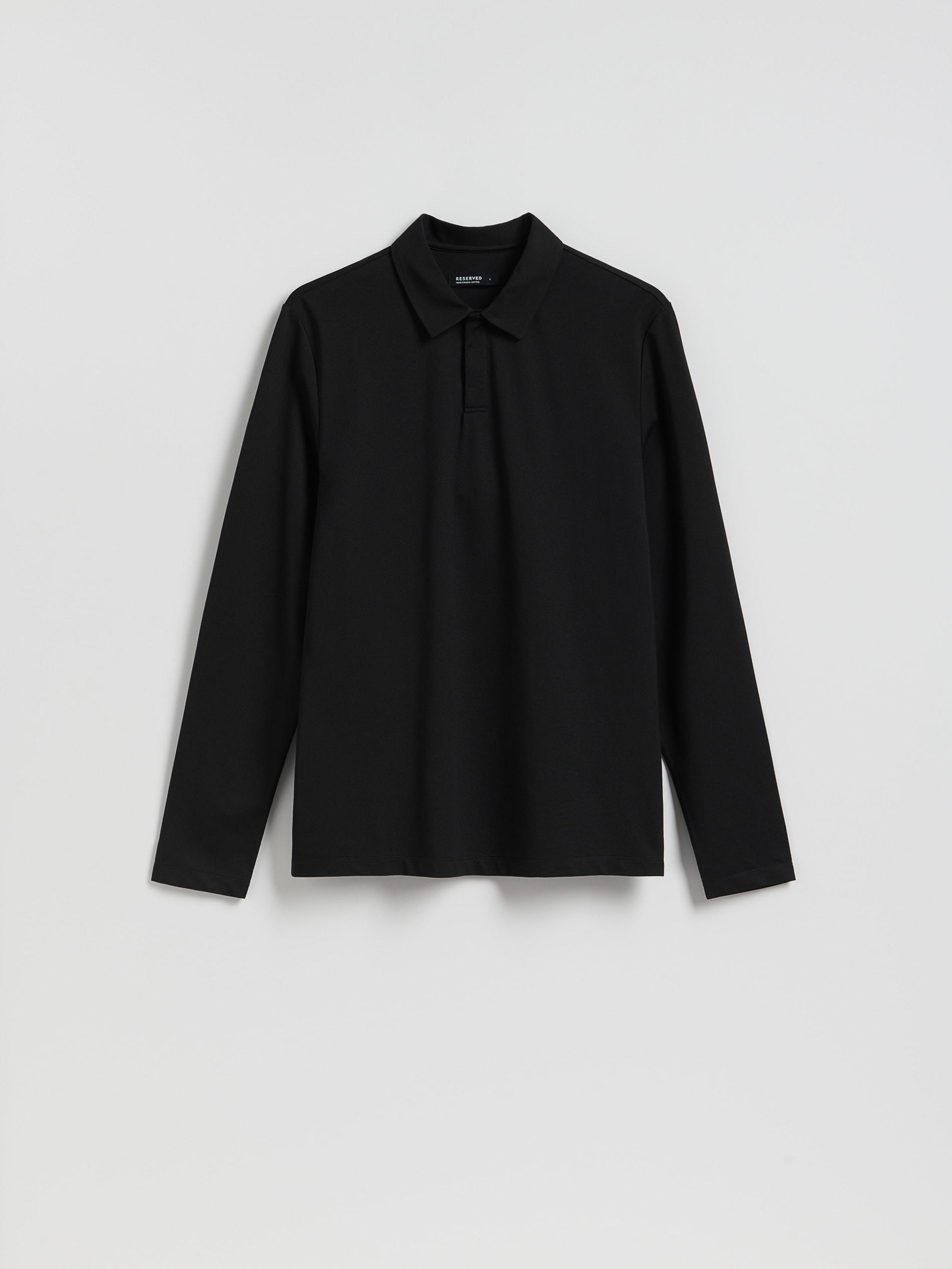 Black Polo Shirt With Mercerized Cotton, Black, large image number 0