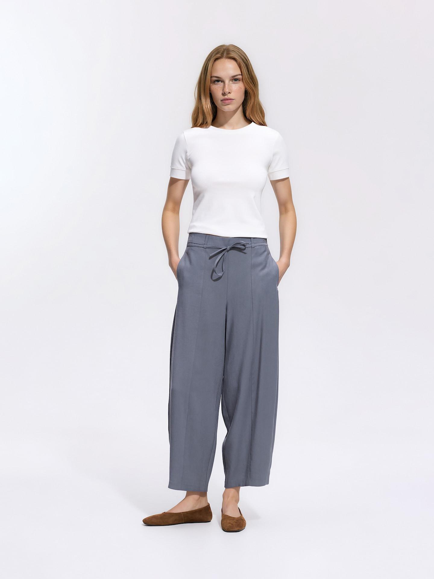 Grey Barrel Leg Trousers, Grey, medium