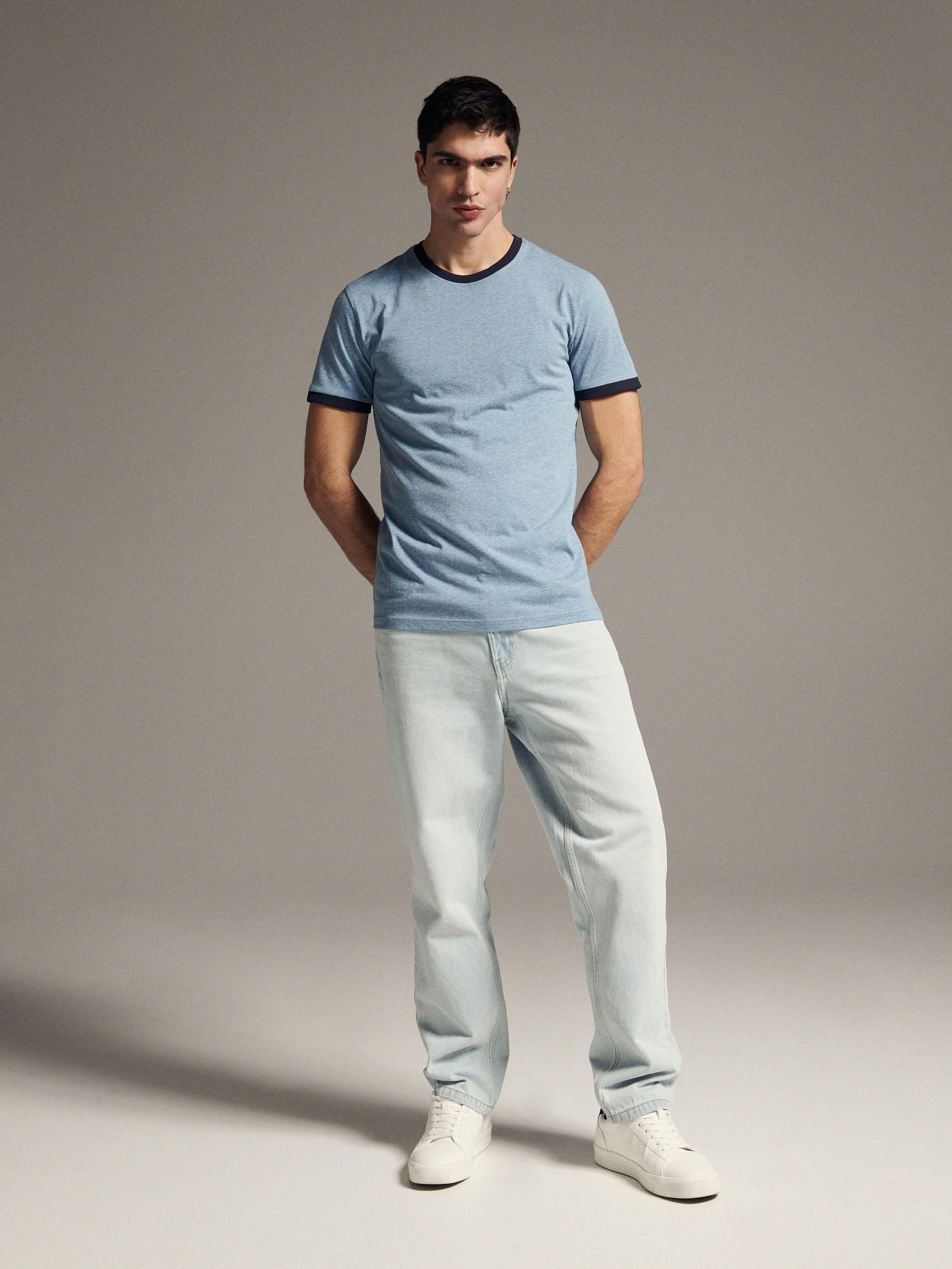 Blue T-Shirt With Contrasting Trim, , large image number 1