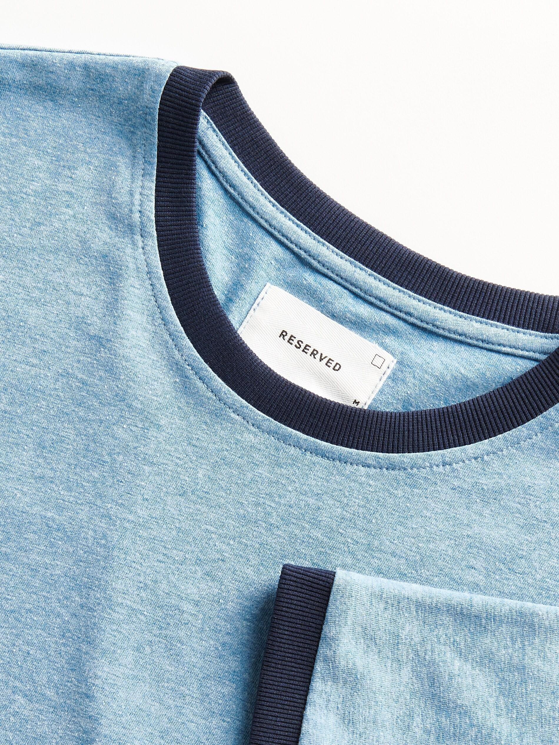 Blue T-Shirt With Contrasting Trim, , large image number 3