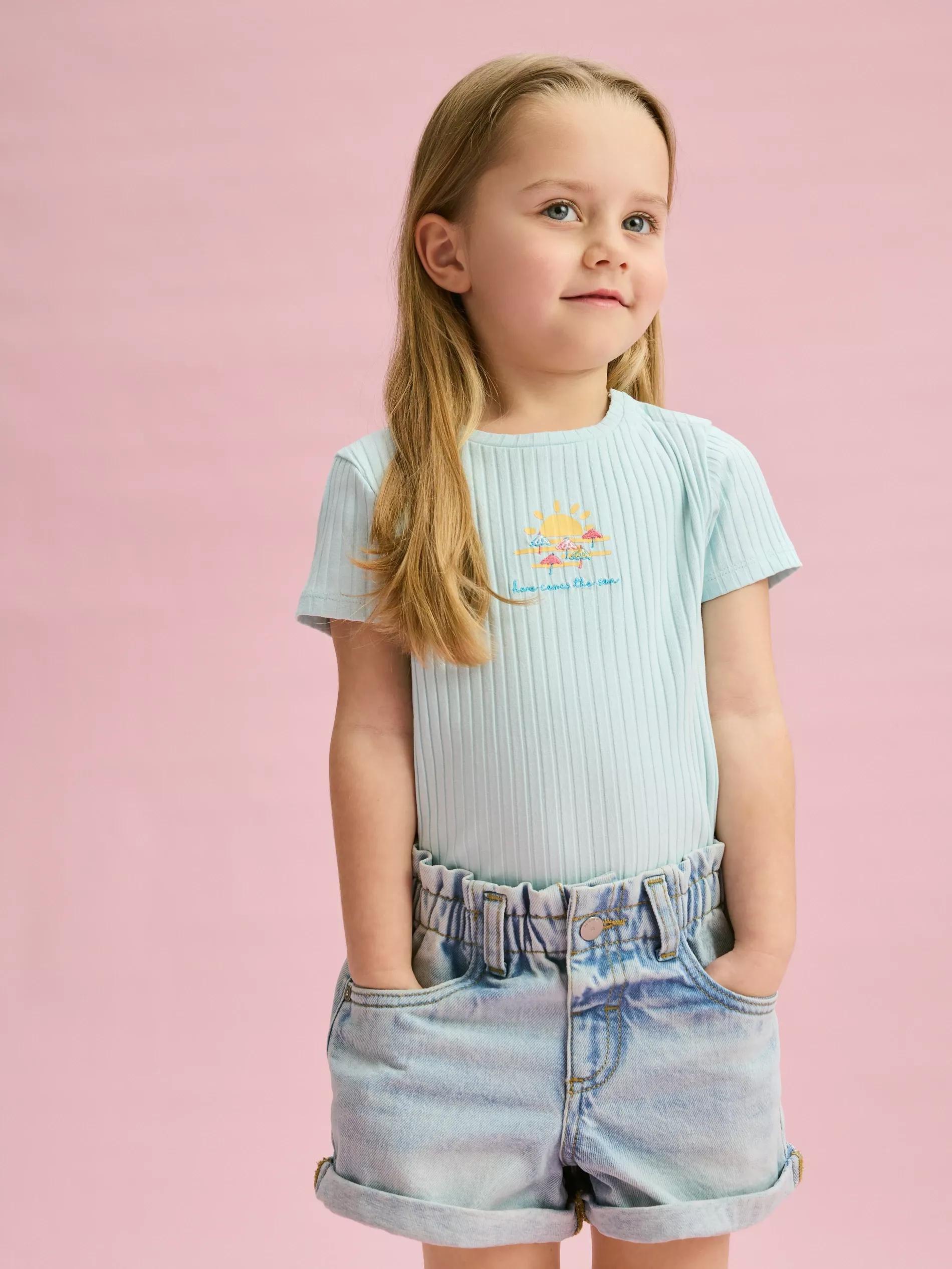 Blue Paperbag Denim Shorts, , large image number 0