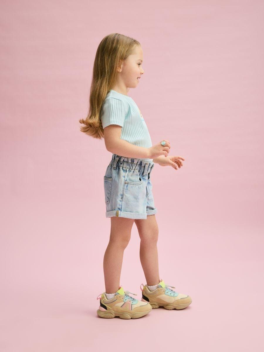 Blue Paperbag Denim Shorts, , large image number 2