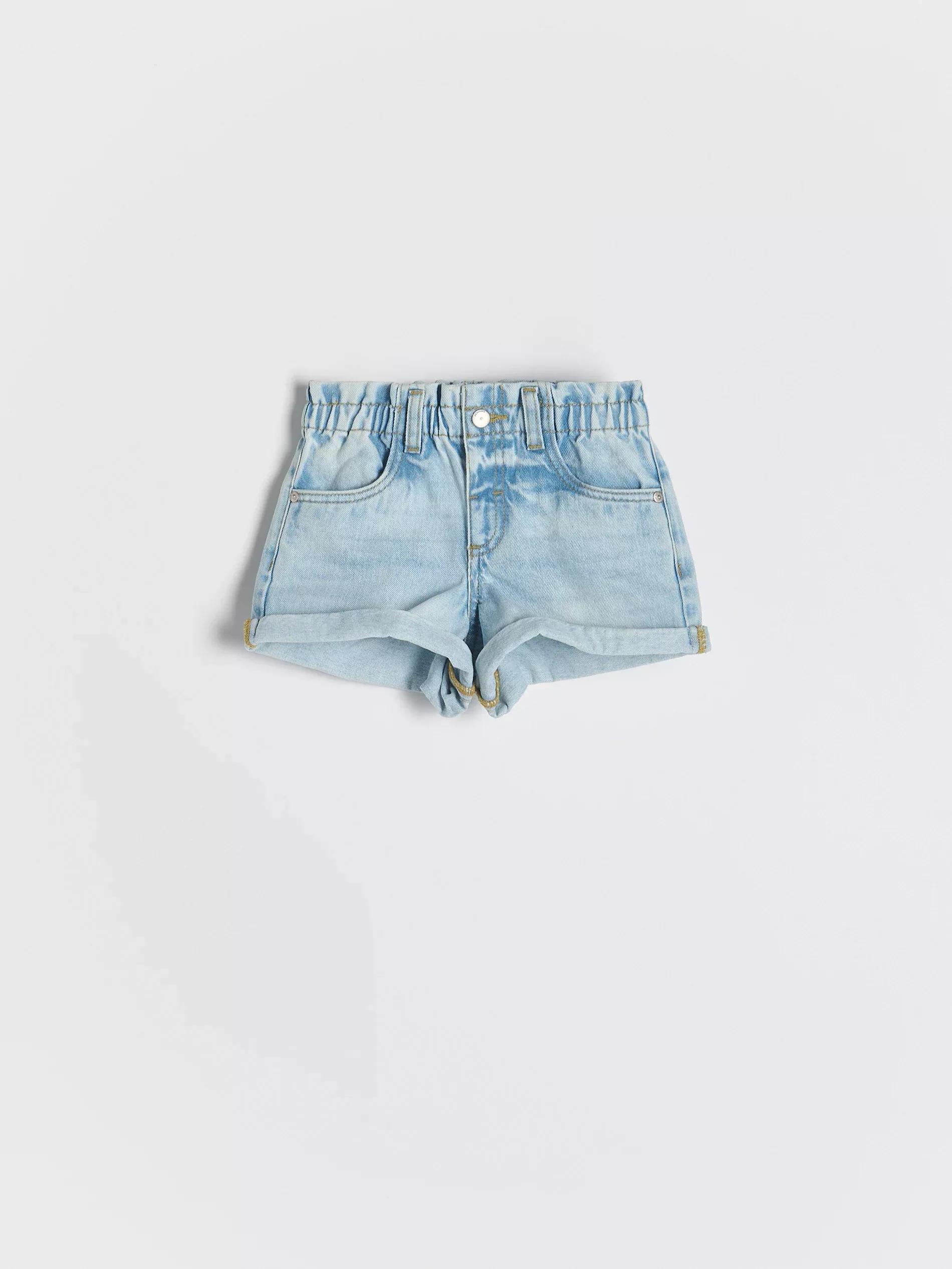 Blue Paperbag Denim Shorts, , large image number 2