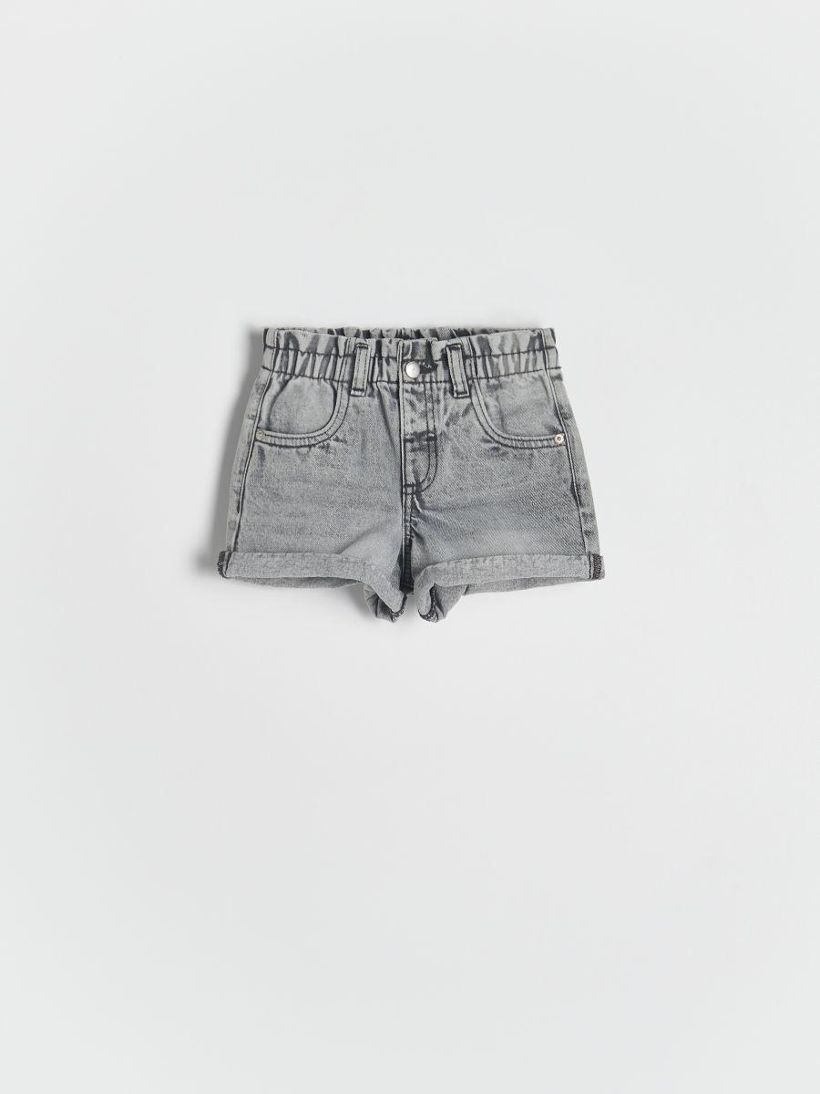 Grey Paperbag Denim Shorts, , large image number 2