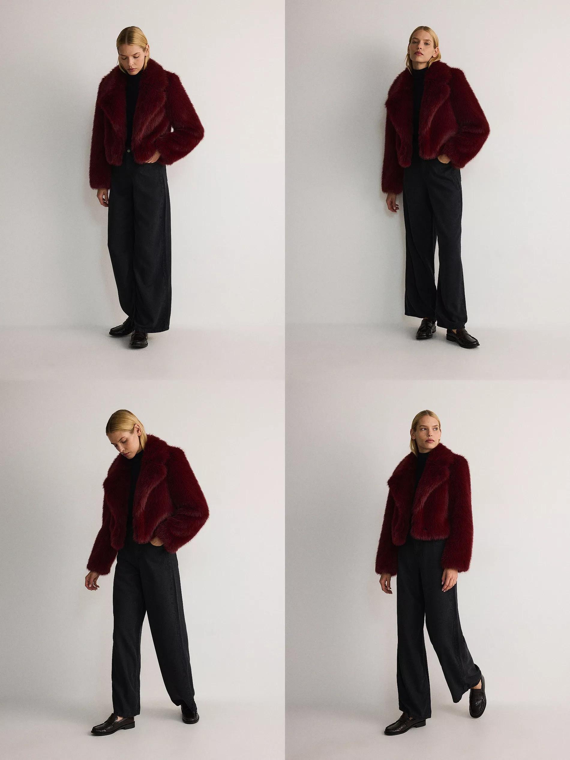 Burgundy Wide Notch Lapels Jacket, , large image number 3