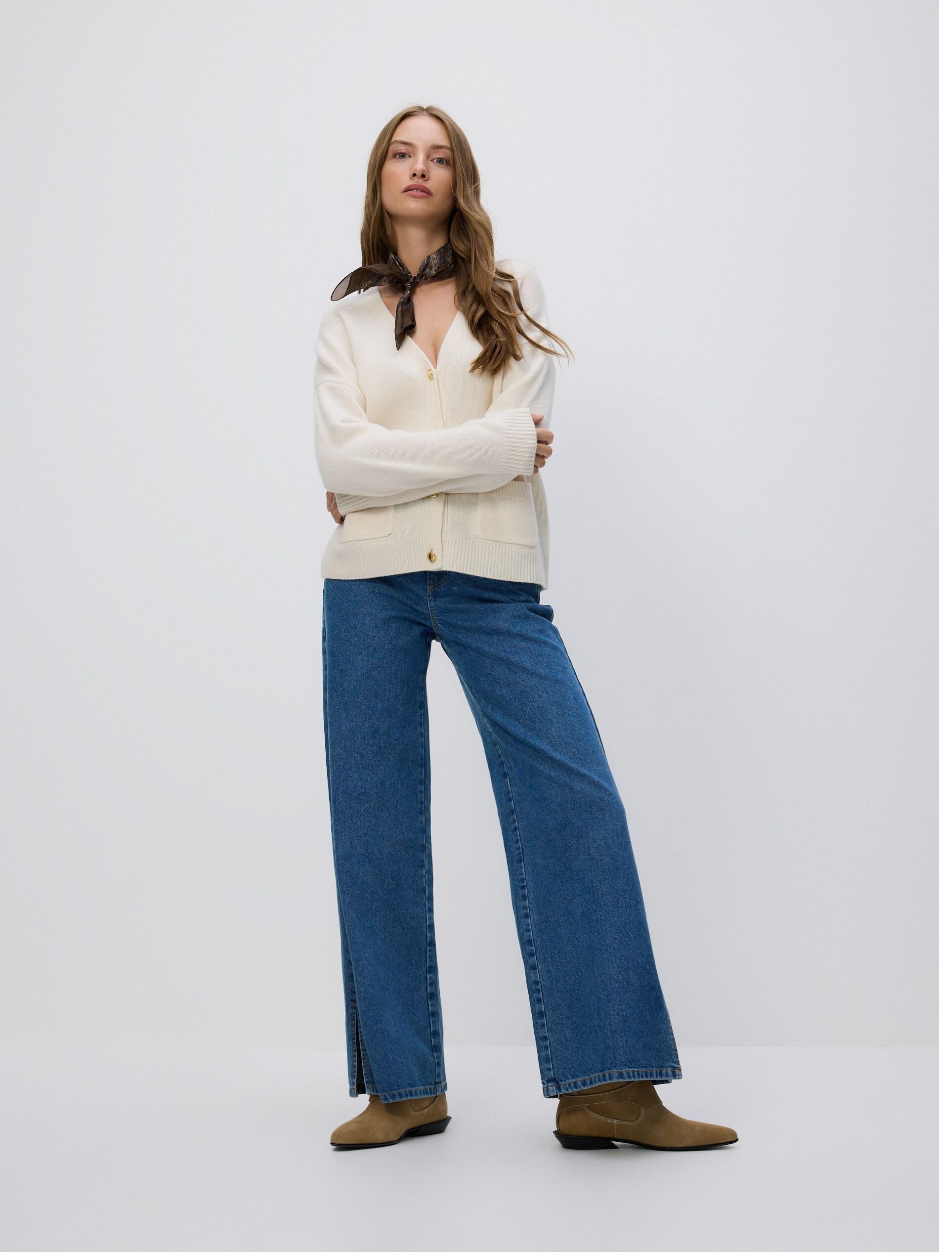 Beige Wool Cardigan, Ivory, large image number 2