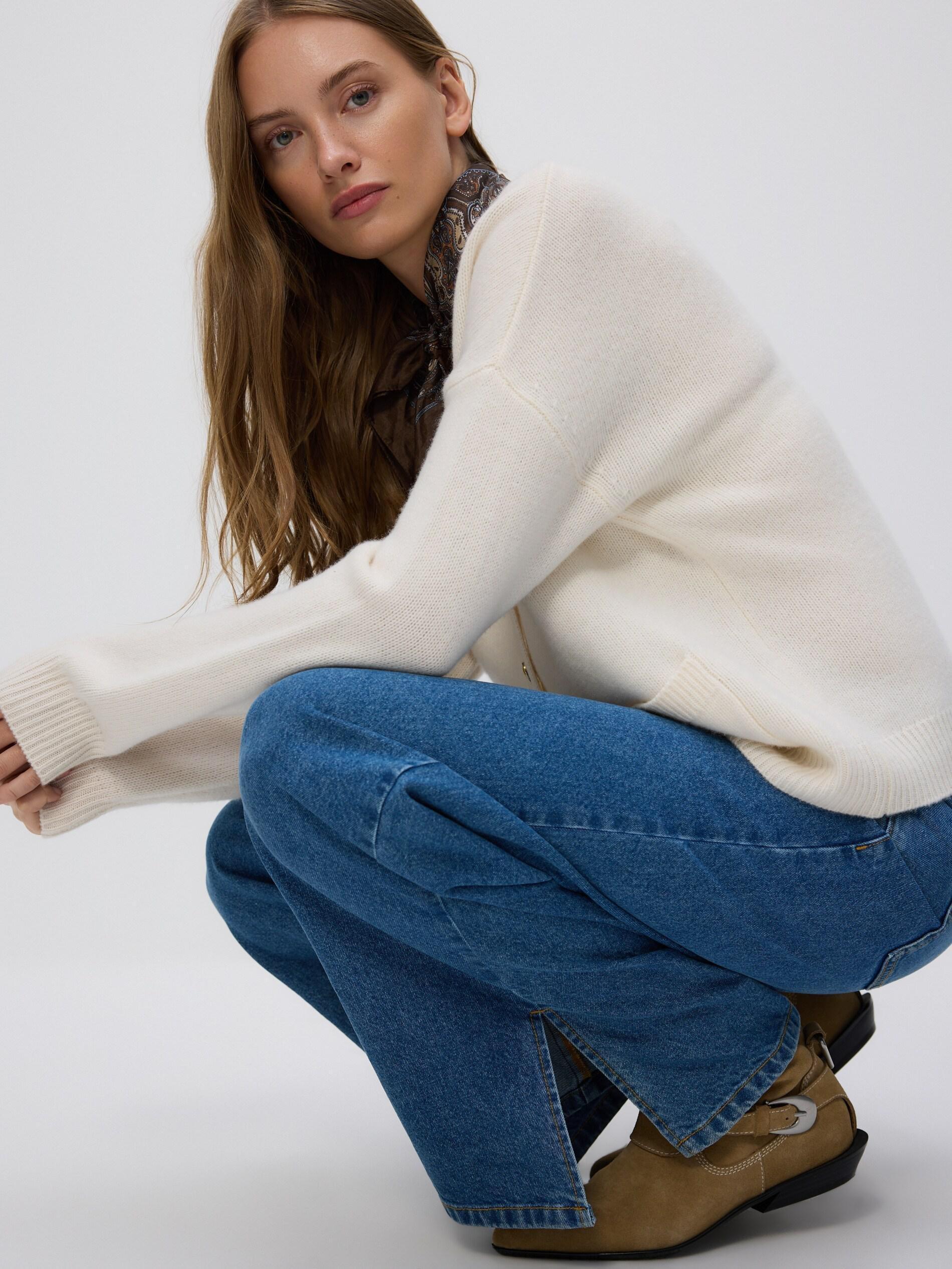 Beige Wool Cardigan, Ivory, large image number 3