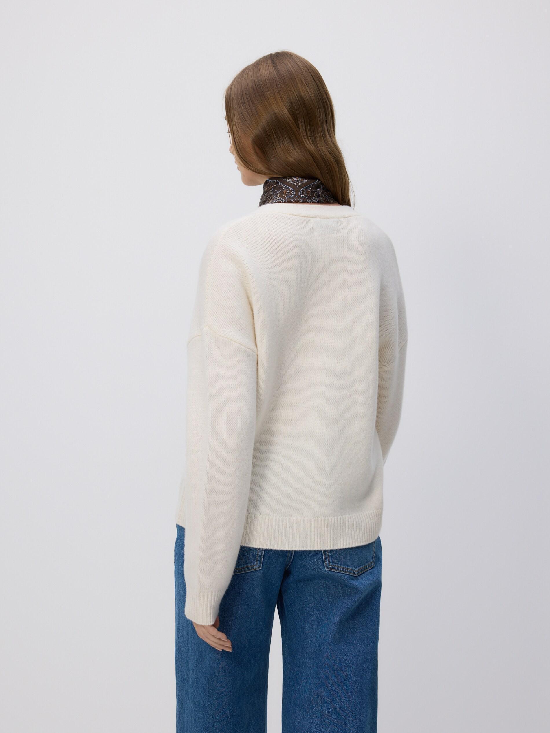 Beige Wool Cardigan, Ivory, large image number 4