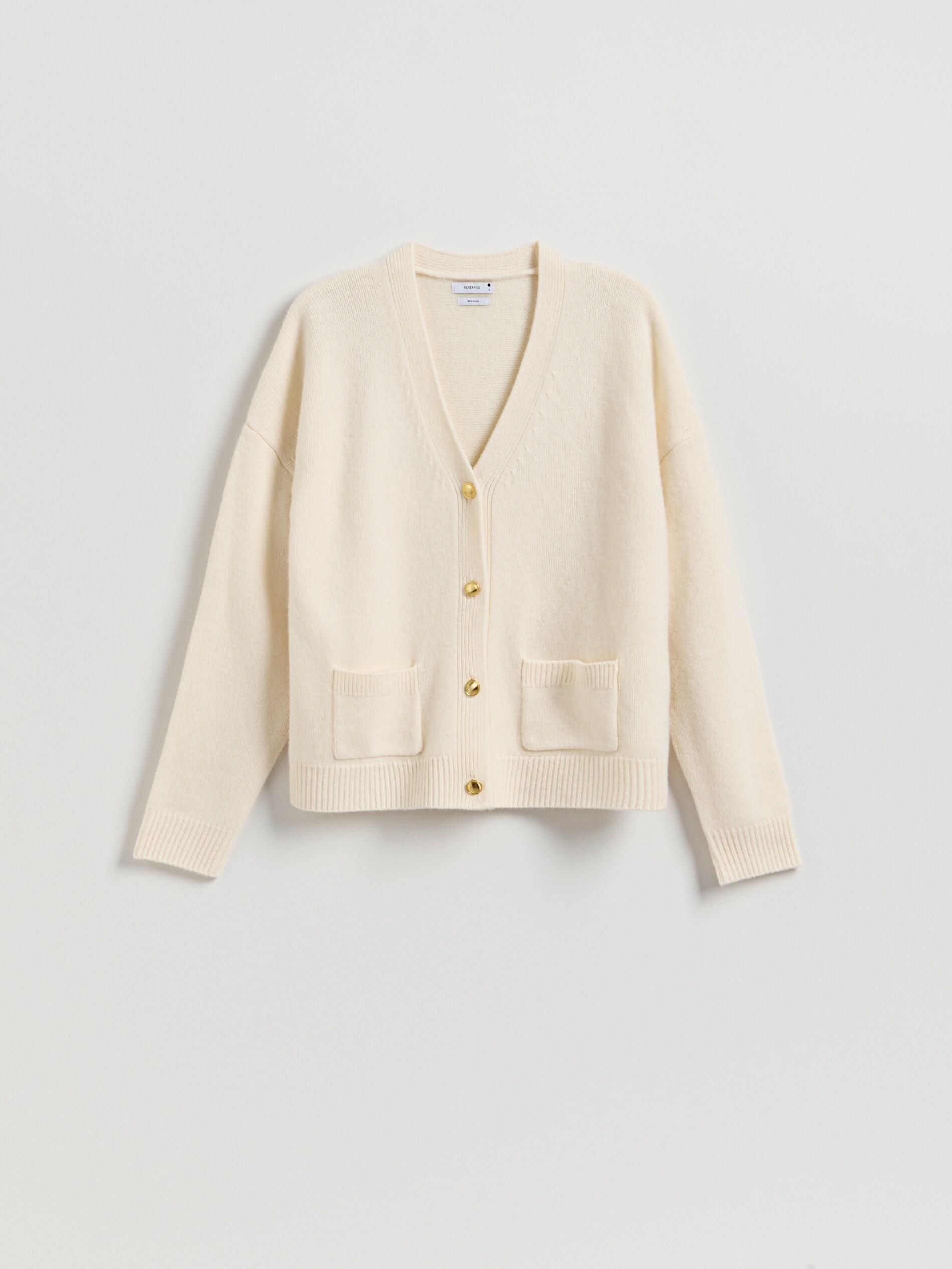 Beige Wool Cardigan, Ivory, large image number 5