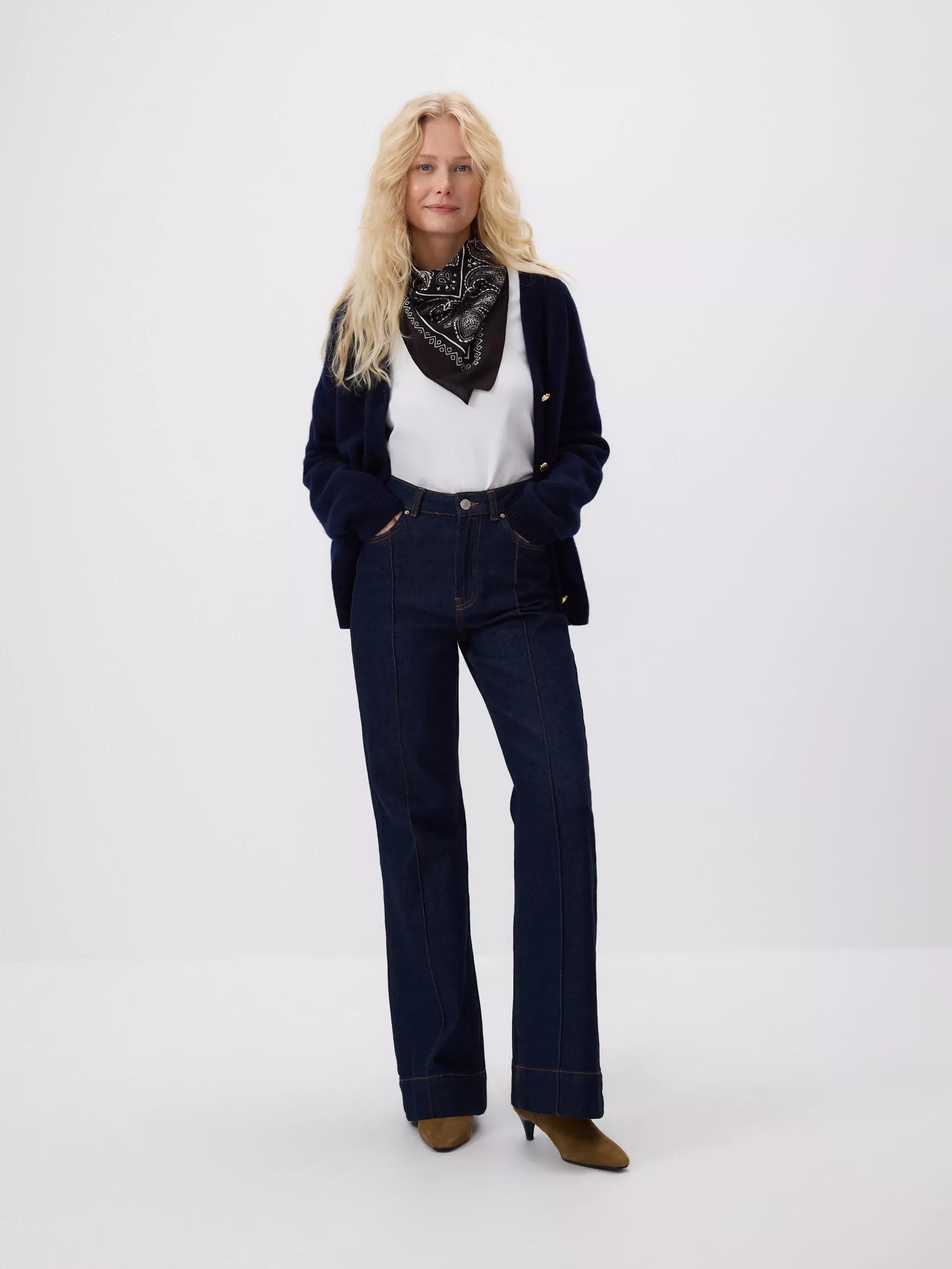 Navy Wool Cardigan, Navy, large image number 1