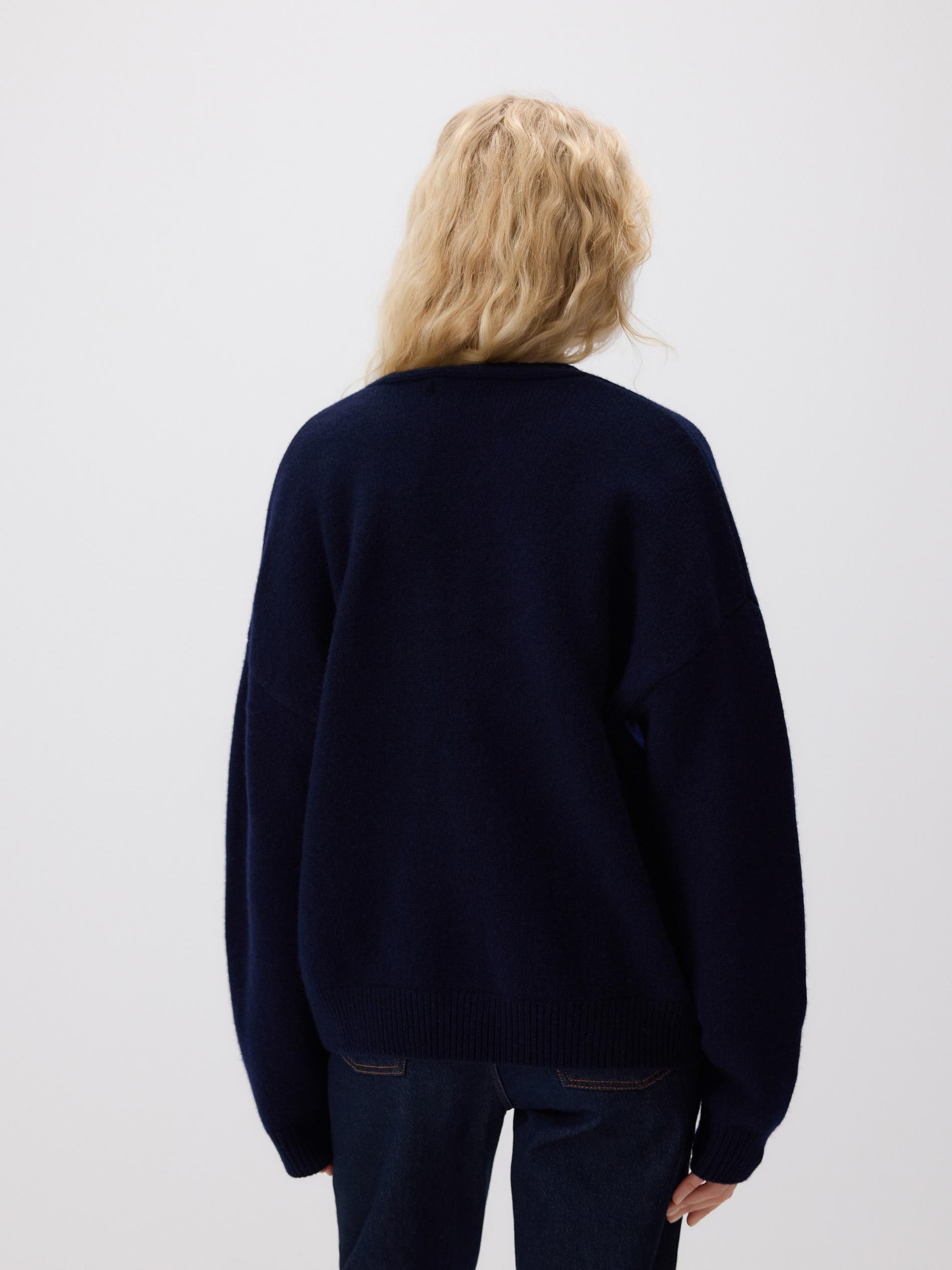 Navy Wool Cardigan, Navy, large image number 3