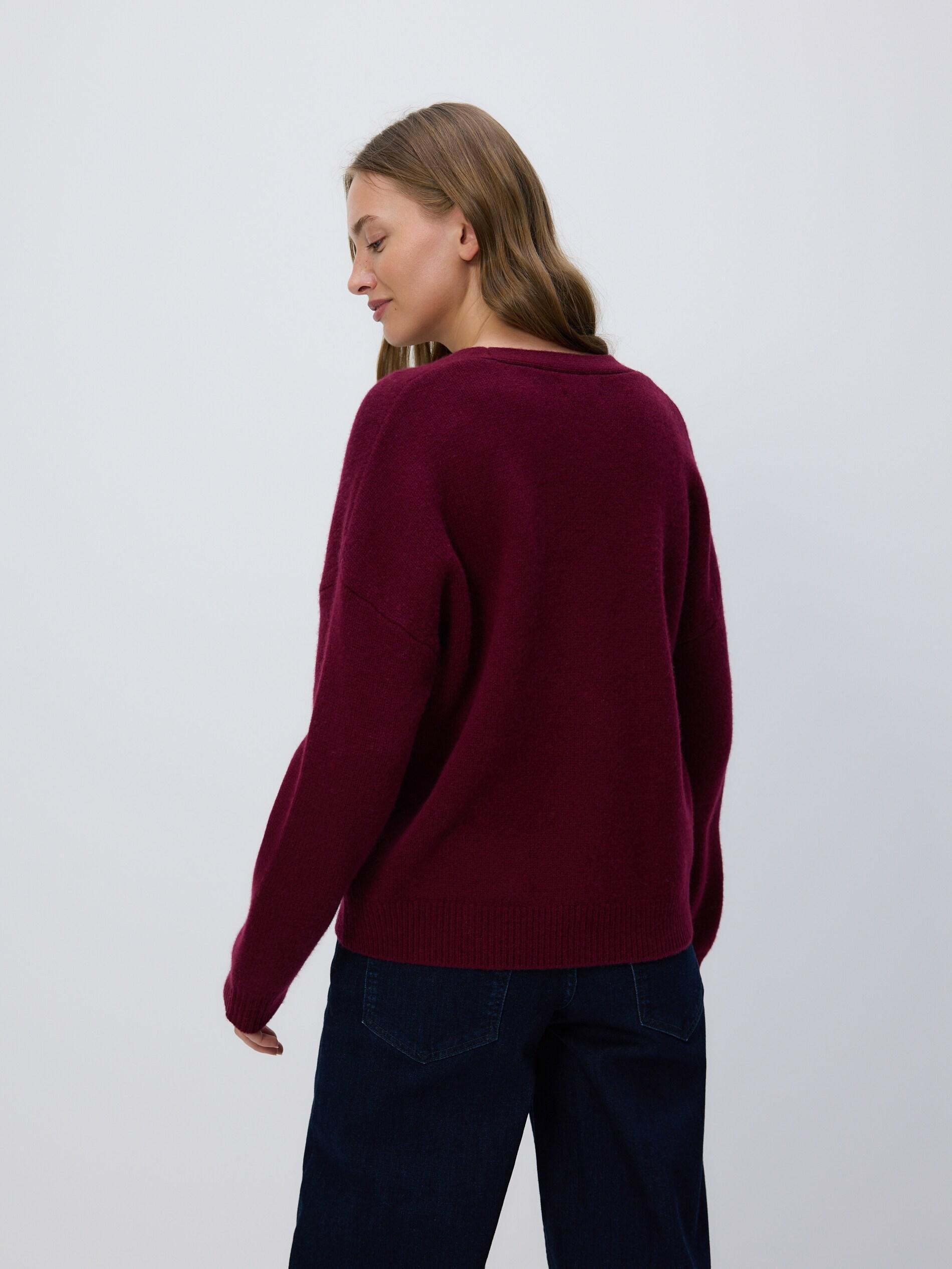 Maroon Wool Cardigan, Burgundy, large image number 2