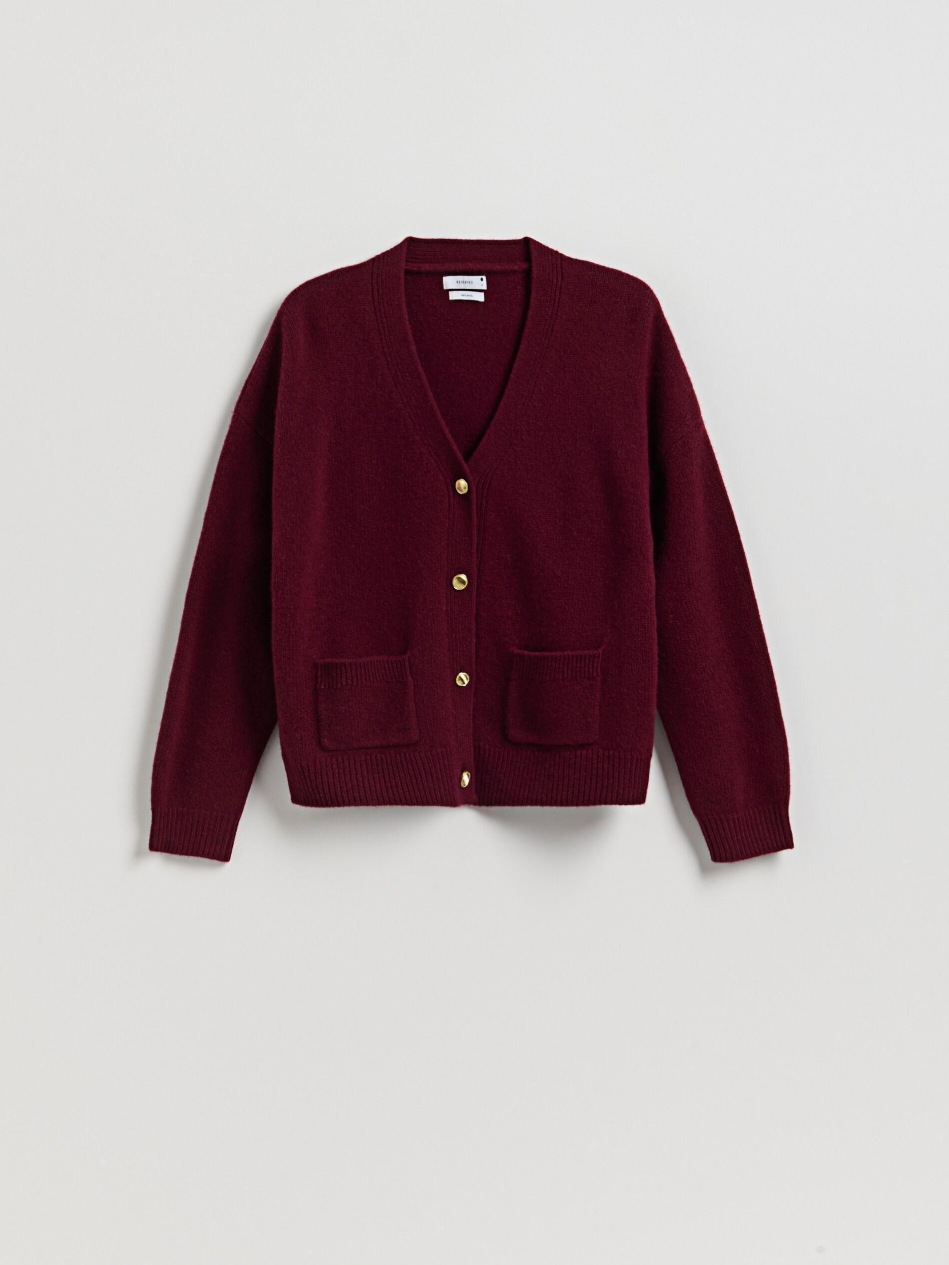 Maroon Wool Cardigan, Burgundy, large image number 4