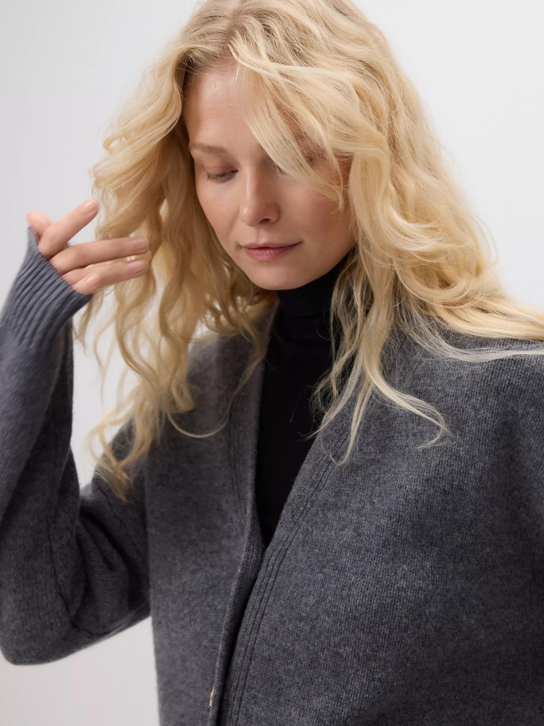 Grey Wool Cardigan, Grey, large image number 2