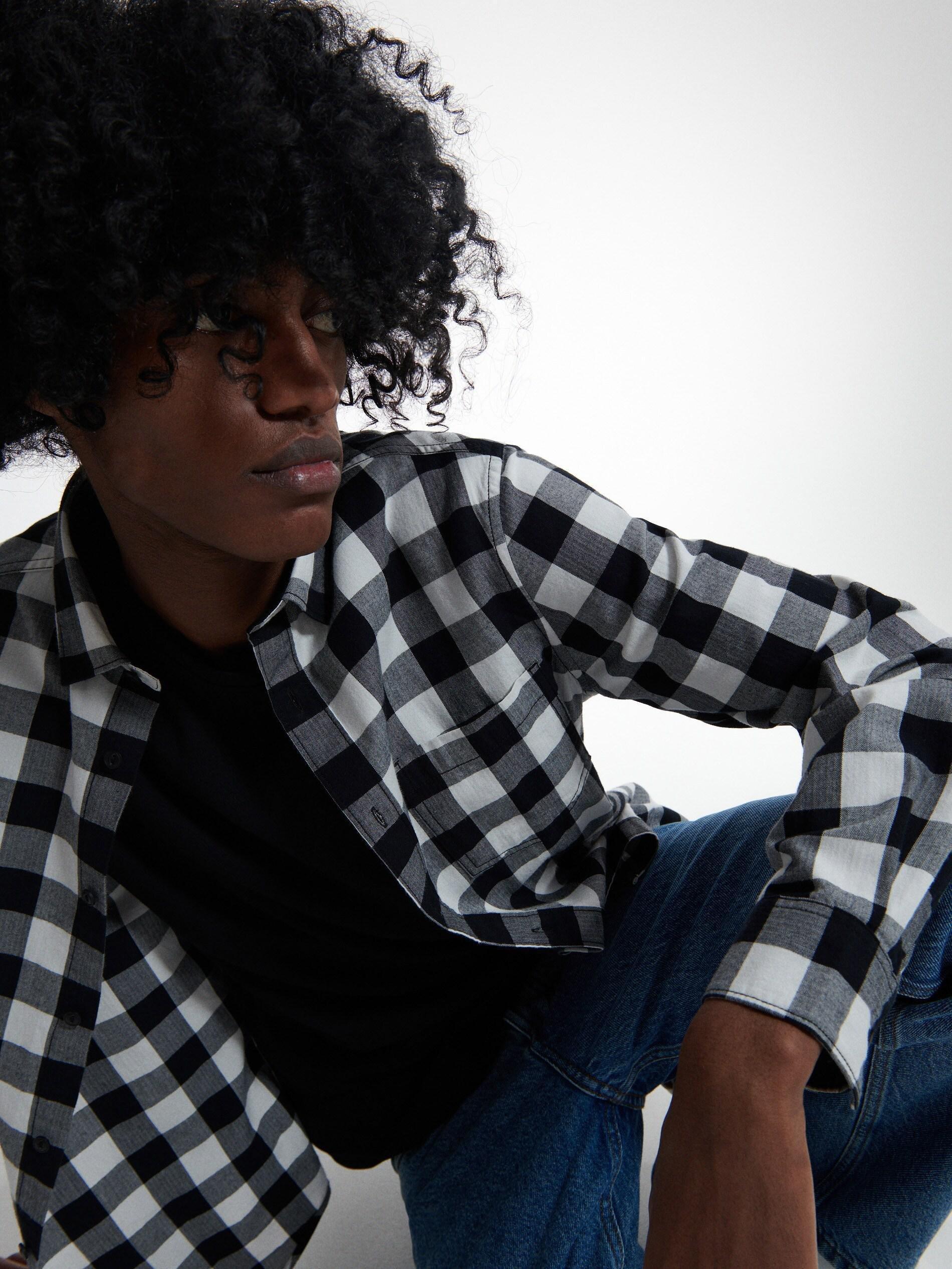 White Regular fit check shirt, , large image number 3
