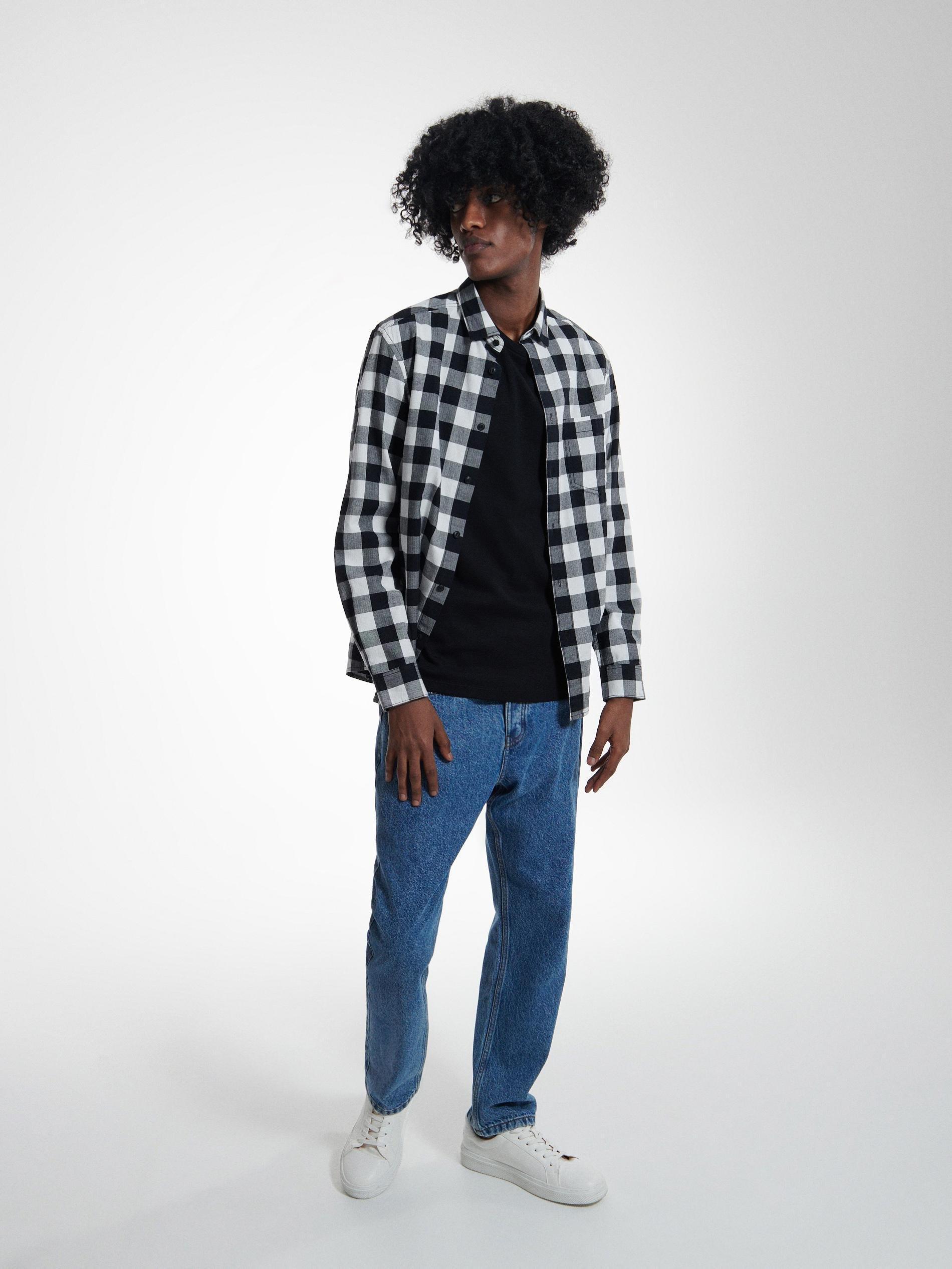 White Regular fit check shirt, , large image number 5