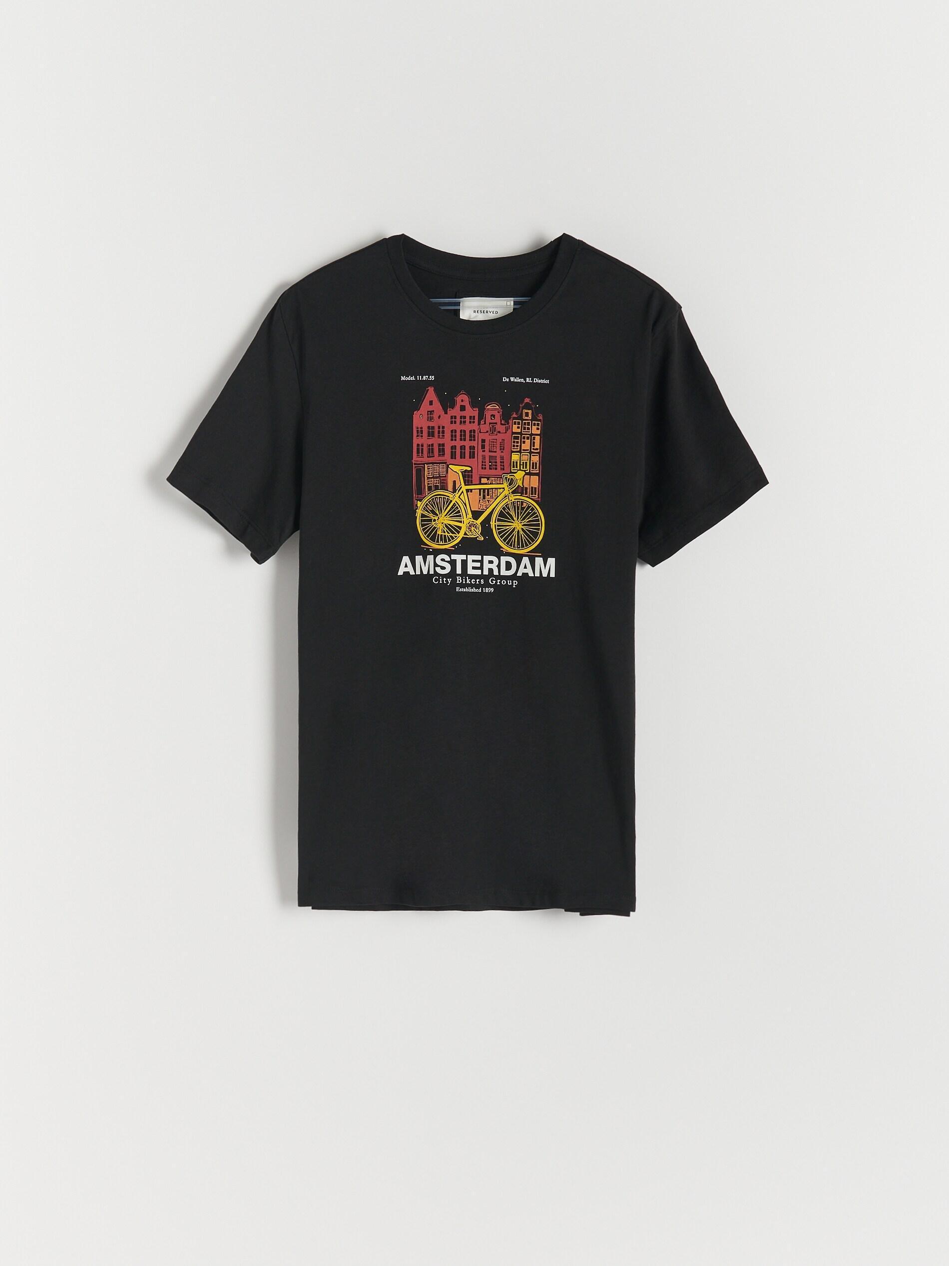 Black Regular Fit T-Shirt With Print, , large image number 0