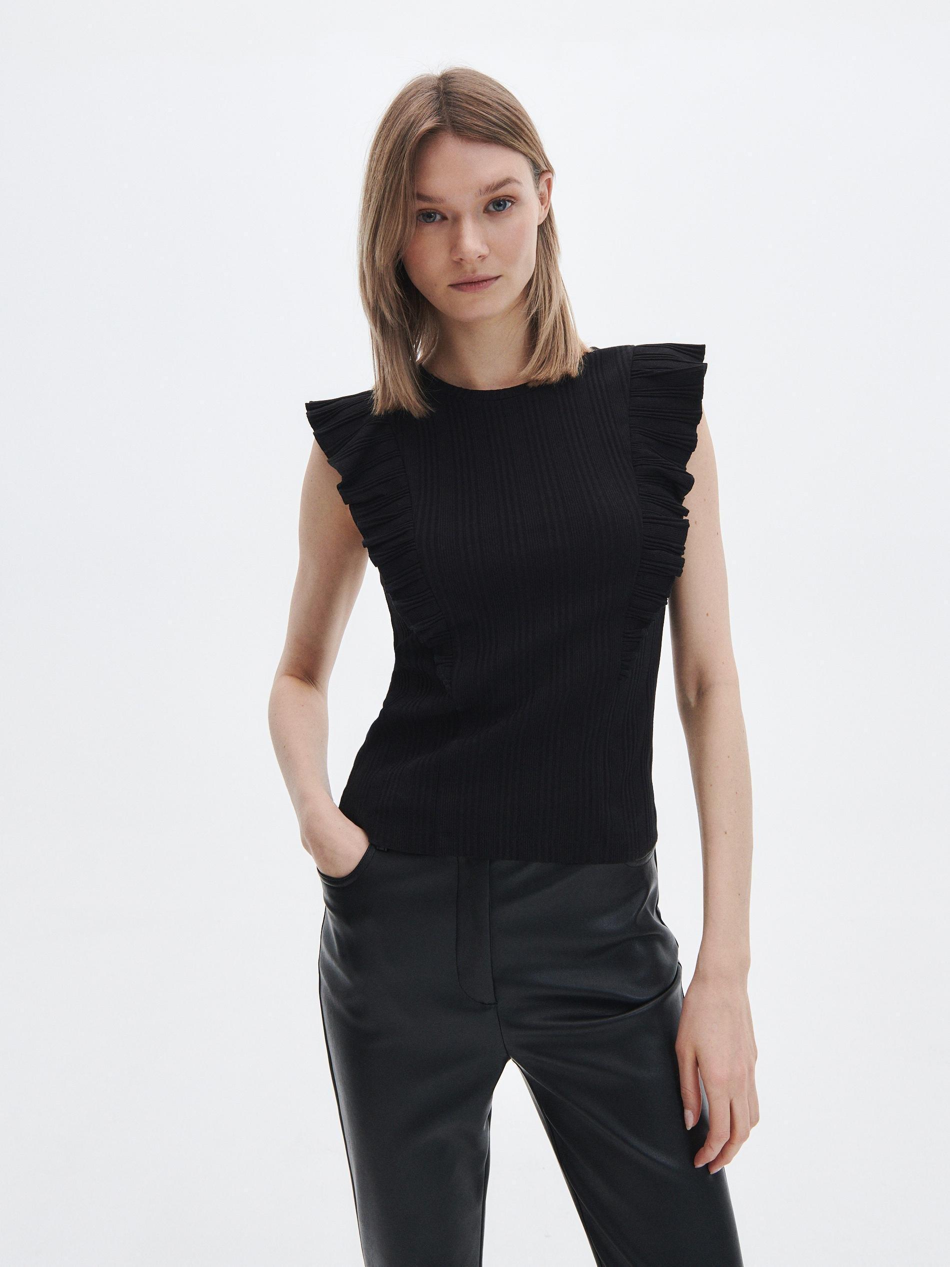 Black Cotton Blouse, , large image number 1