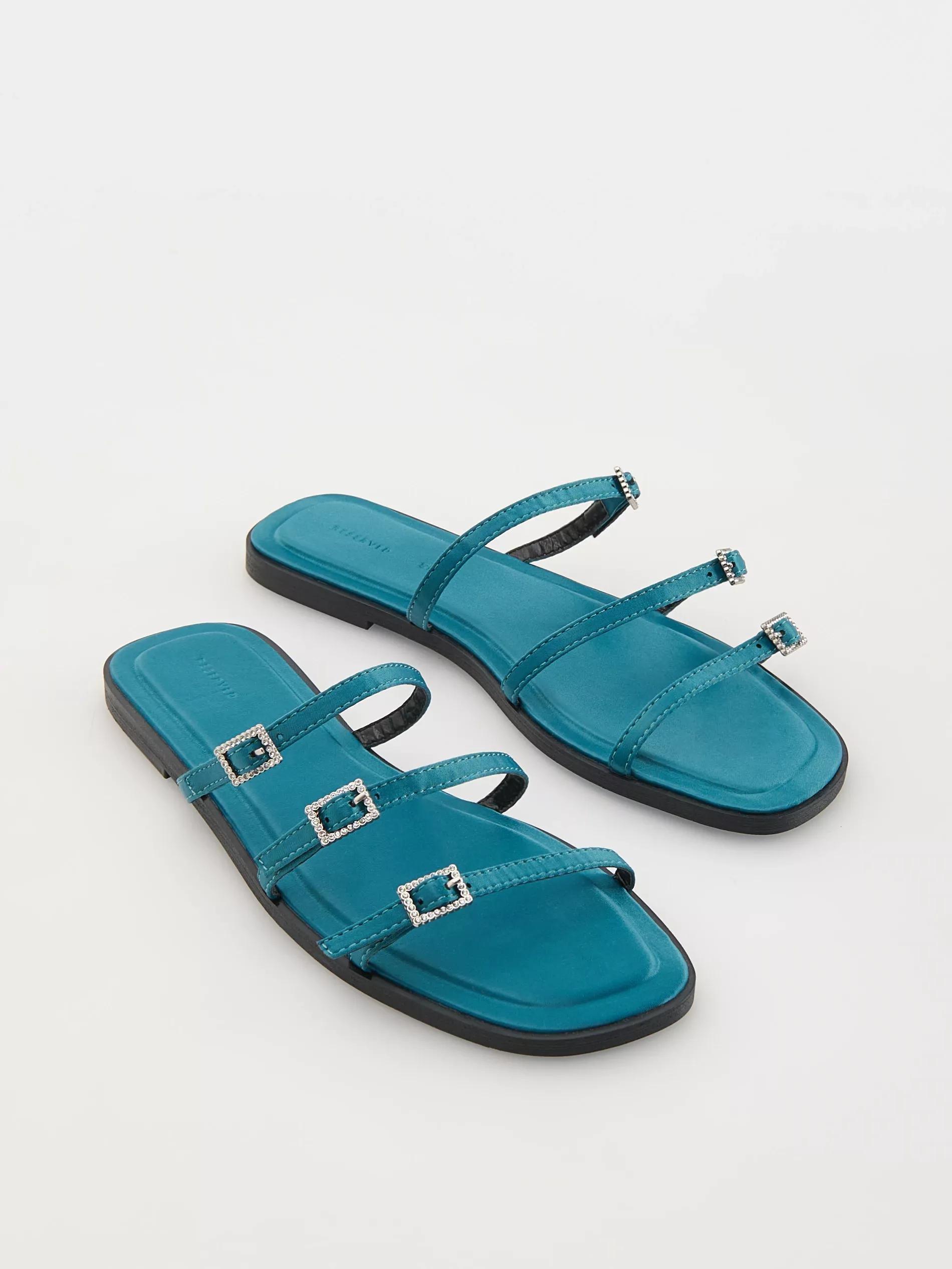 Blue Flat Sole Sandals, , large image number 2