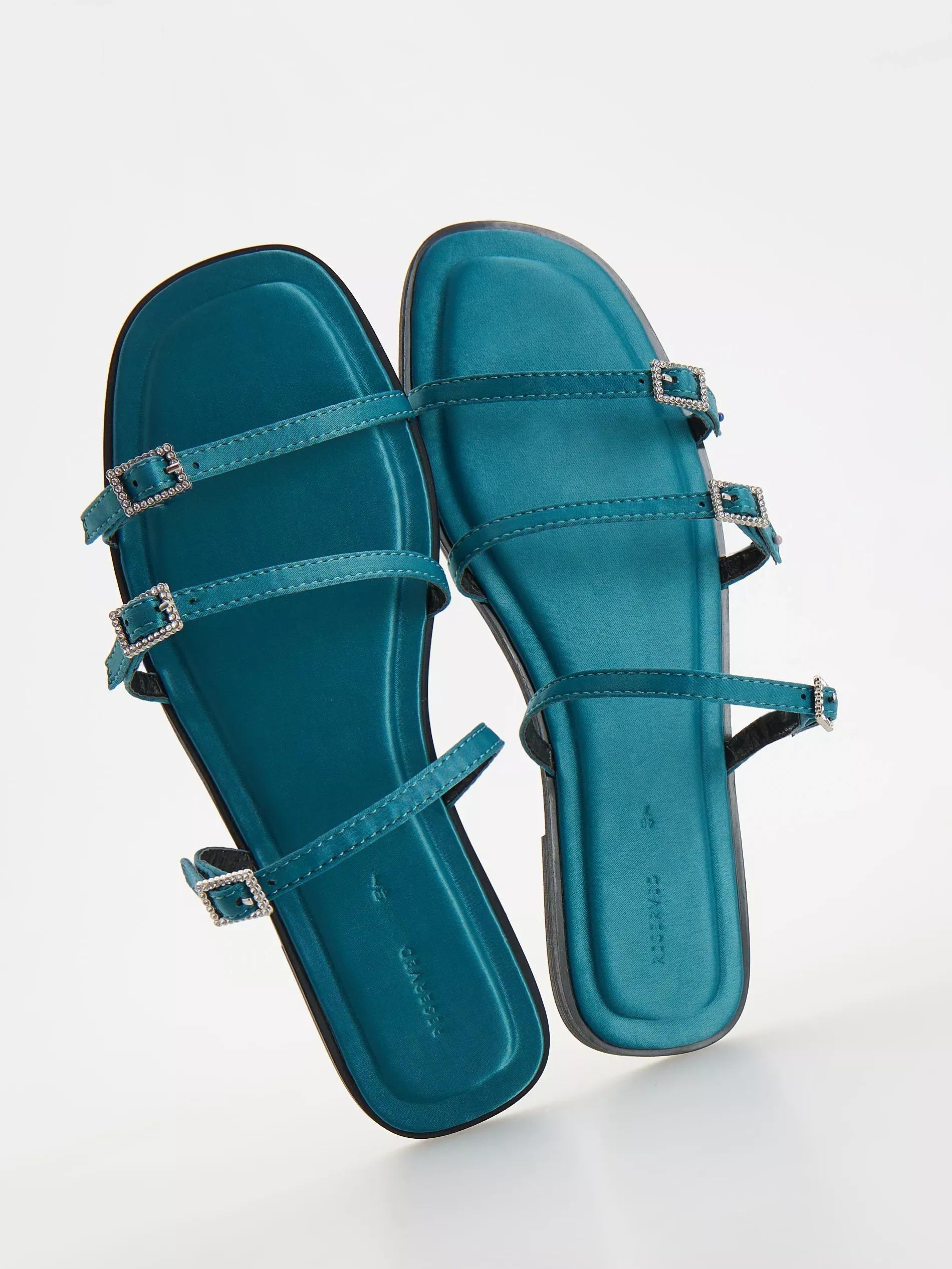 Blue Flat Sole Sandals, , large image number 3