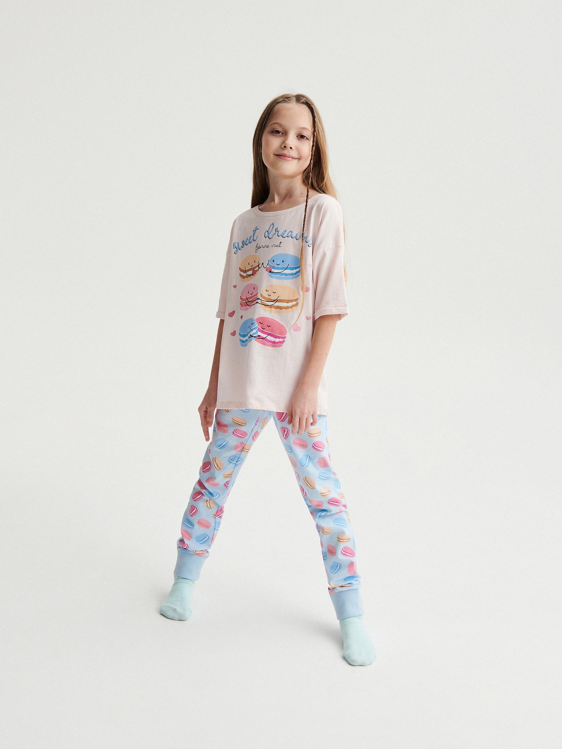 Pink Two Piece Cotton Pyjama Set, , large image number 1