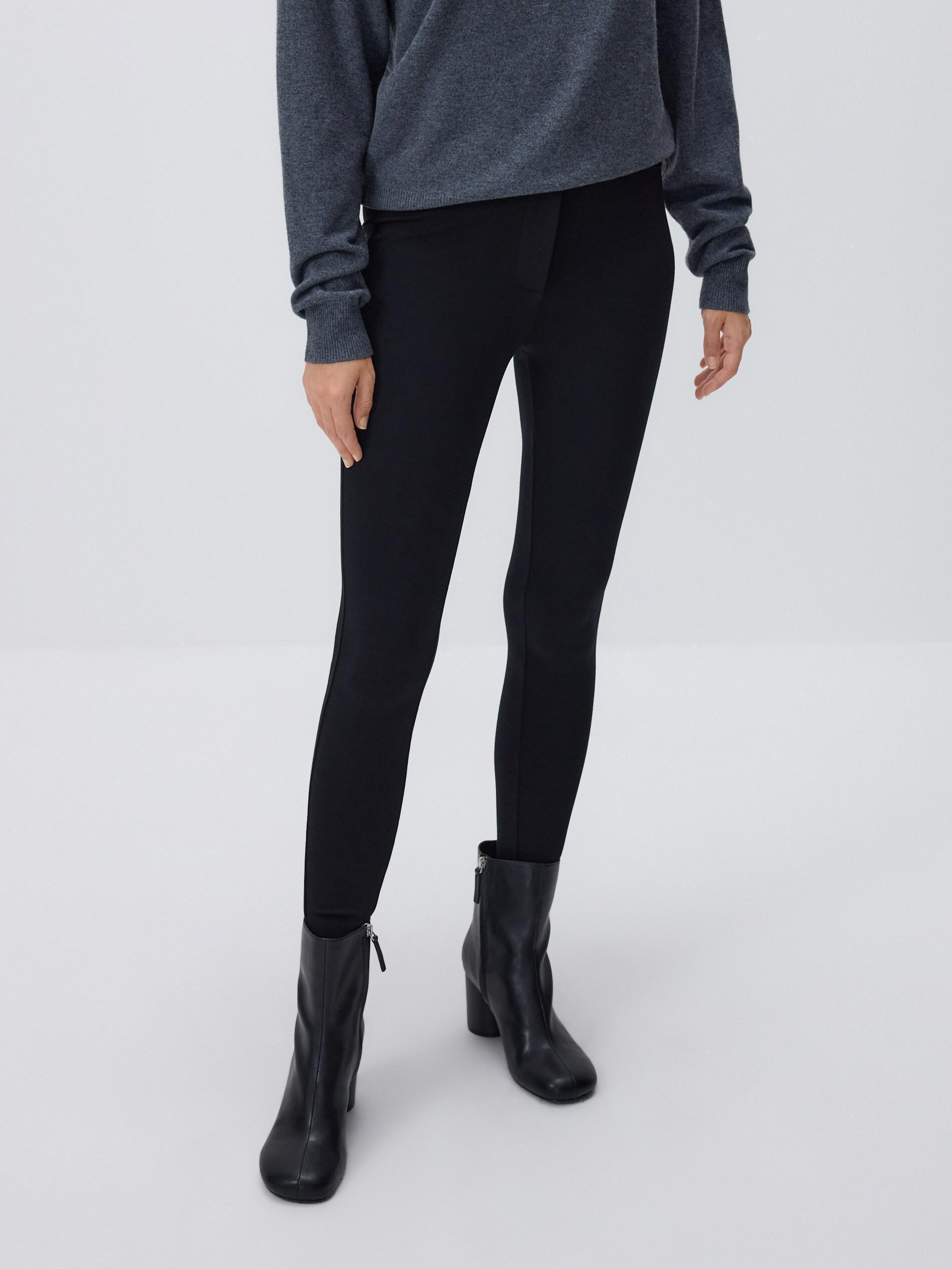 Black Viscose Rich Leggings, Black, medium