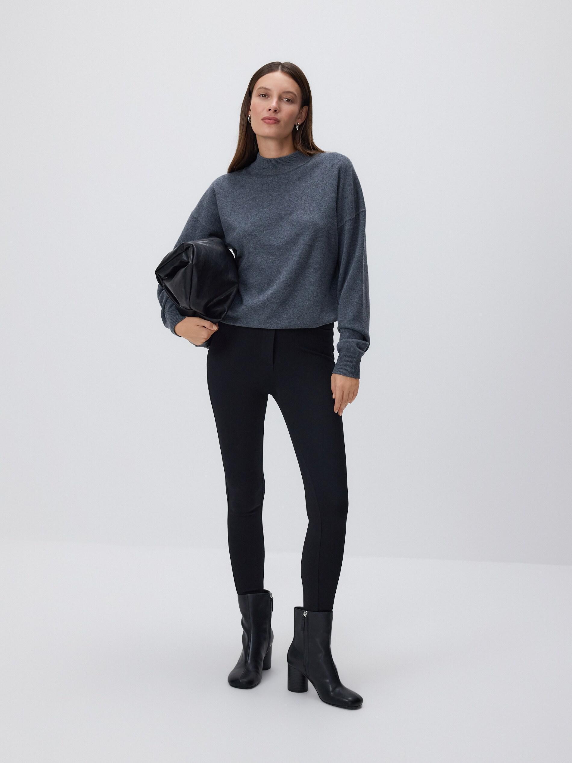 Black Viscose Rich Leggings, Black, large image number 1