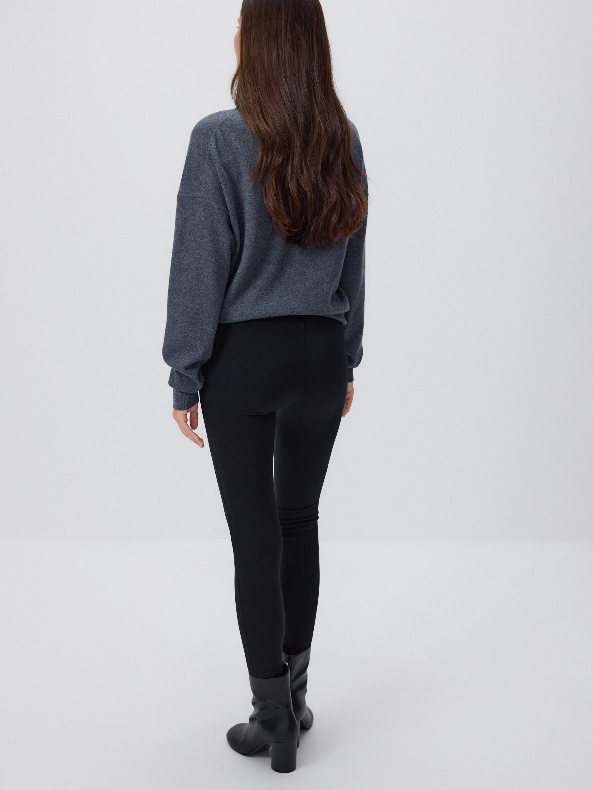 Black Viscose Rich Leggings, Black, large image number 2