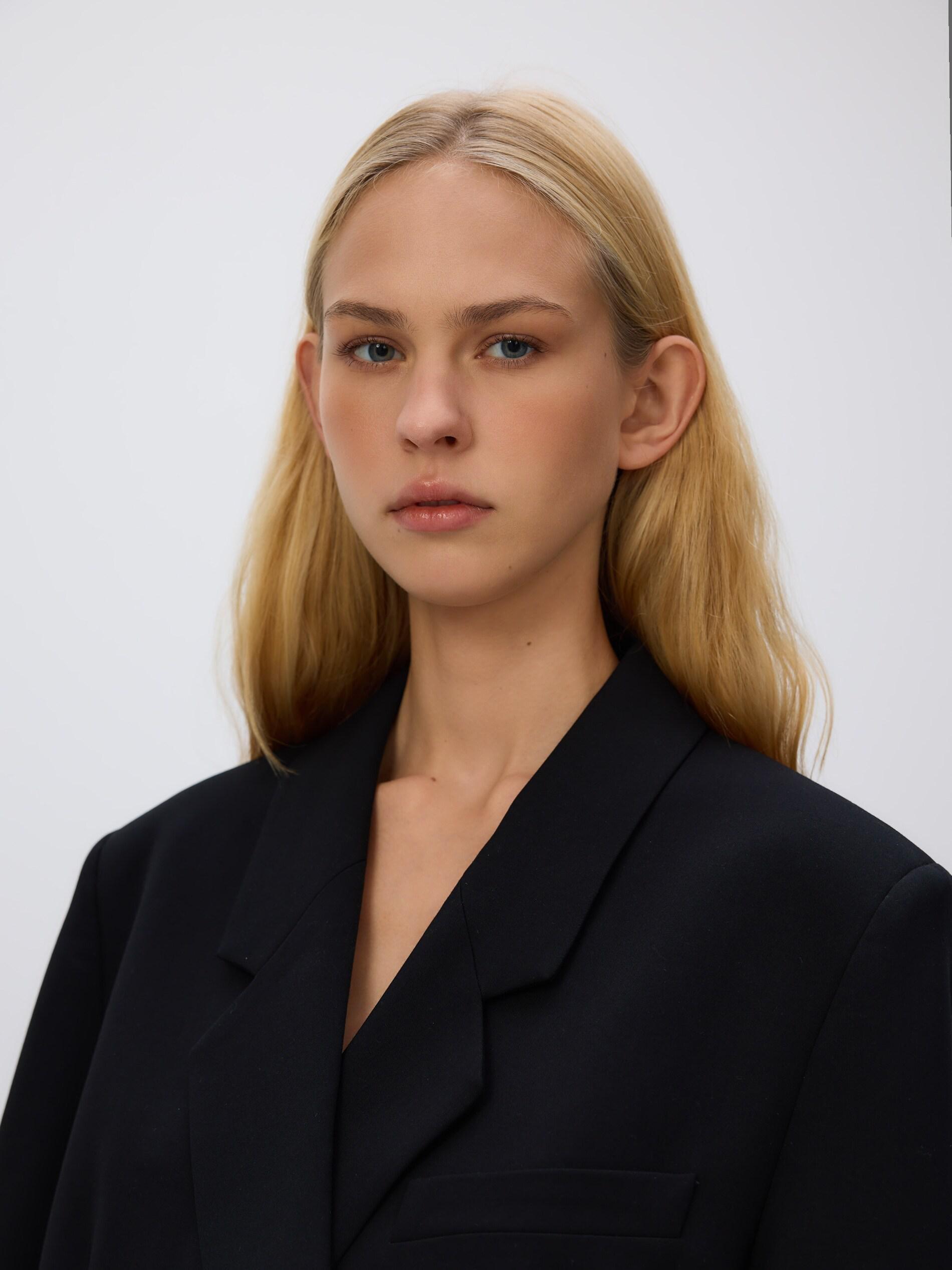 Black Viscose Blend Blazer, Black, large image number 2